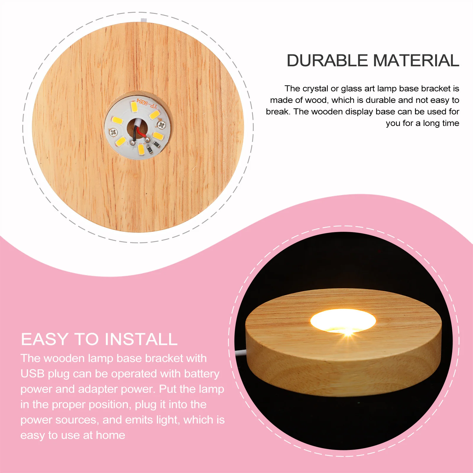 2Pcs Wood LED Display Base USB Power Supply Crystal Glass Sphere Stand LED Light Display Home Decor Light Stand Base
2Pcs Wood LED Display Base USB Power Supply Crystal Glass Sphere Stand LED Light Display Home Decor Light Stand Base