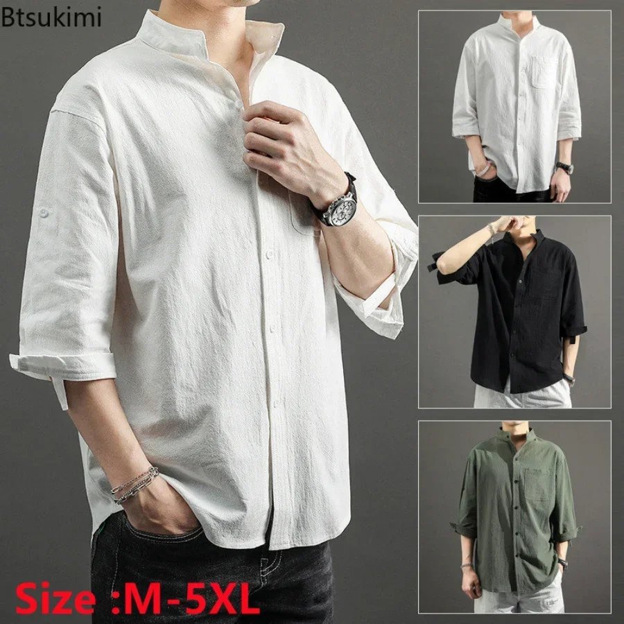 2024 Men's Casual Cotton Linen Shirts Oversized Loose Soft T-shirts for Man Three-quarter Sleeve Summer Tops Clothes Male M-5XL
2024 Men's Casual Cotton Linen Shirts Oversized Loose Soft T-shirts for Man Three-quarter Sleeve Summer Tops Clothes Male M-5XL