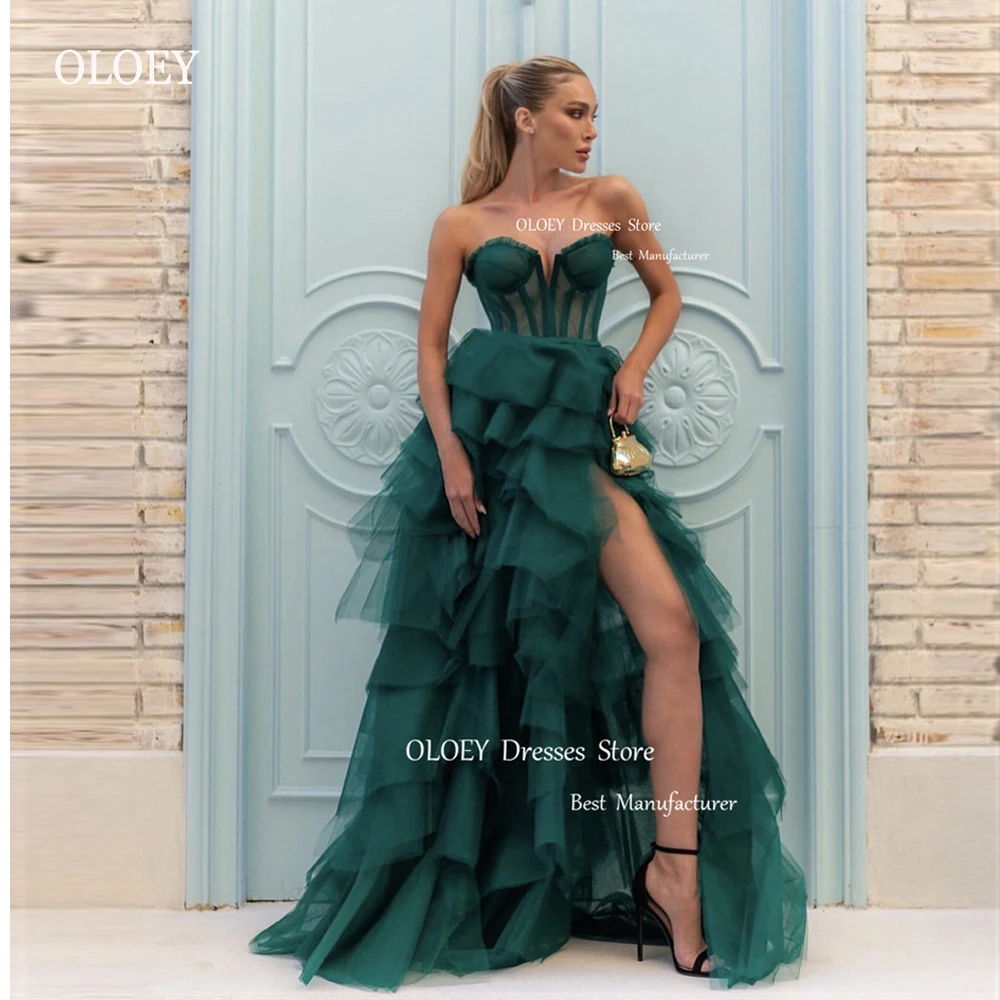 OLOEY Sexy Sweetheart Green Ruffles Tulle Prom Dresses Sweetheart Split Dubai Arabic Women Evening Gowns Formal Party Dress
OLOEY Sexy Sweetheart Green Ruffles Tulle Prom Dresses Sweetheart Split Dubai Arabic Women Evening Gowns Formal Party Dress