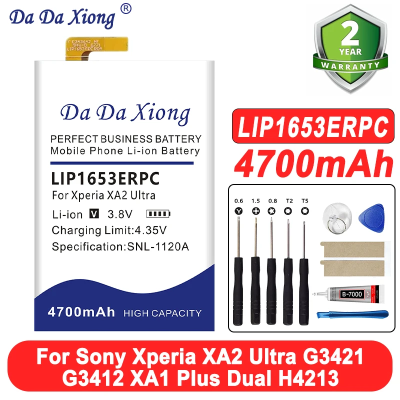 2026 Years 100% New 4400mAh Battery LIP1653ERPC For Sony XA2 Ultra/XA2U/XA1 Plus/XA1P XA2P/H4493/Xperia L4 Battery + Free Tools
2026 Years 100% New 4400mAh Battery LIP1653ERPC For Sony XA2 Ultra/XA2U/XA1 Plus/XA1P XA2P/H4493/Xperia L4 Battery + Free Tools
