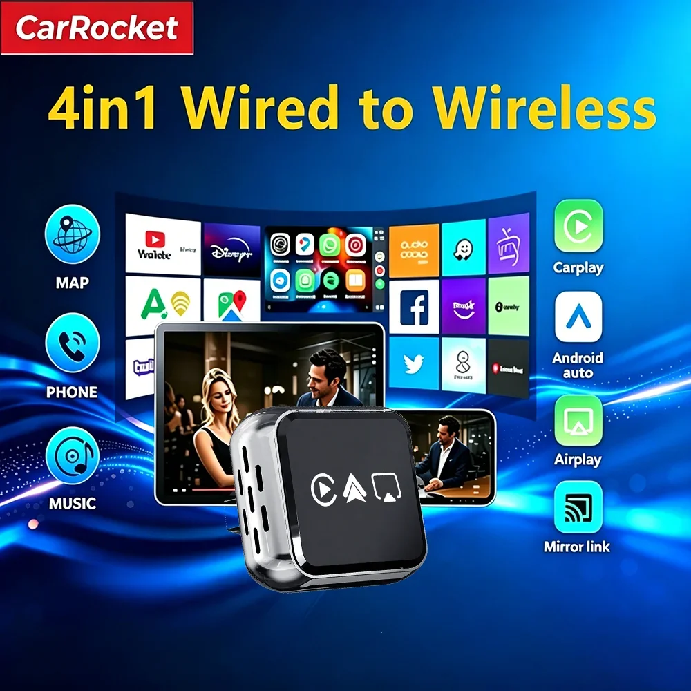 CarRocket 4-in-1 Bluetooth MiNi Wireless Carplay Adapter USB Plug and Play Airplay Mirror Link WiFi Bluetooth for iPhone Android
CarRocket 4-in-1 Bluetooth MiNi Wireless Carplay Adapter USB Plug and Play Airplay Mirror Link WiFi Bluetooth for iPhone Android