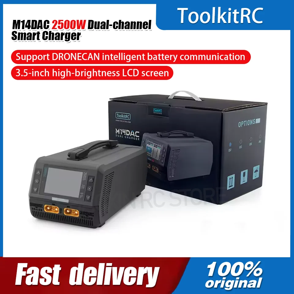 ToolkitRC M14DAC 2500W 50A Dual-Channel Charger, 6-14S Smart Real-Time Power Allocation for LiPo RC Batteries
ToolkitRC M14DAC 2500W 50A Dual-Channel Charger, 6-14S Smart Real-Time Power Allocation for LiPo RC Batteries