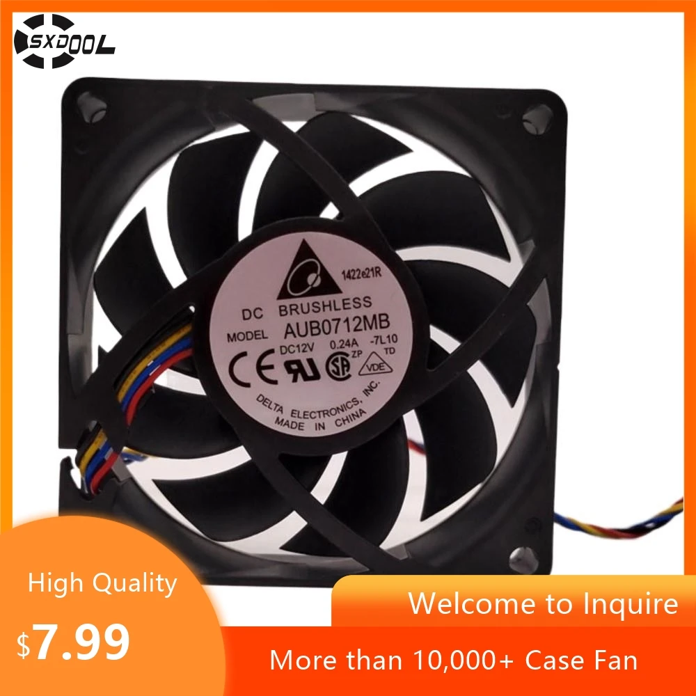 7cm Fan for Delta AUB0712MB 12V 4-Wire PWM 70mm Cooling Fan, 24.96CFM for CPU, Mainboard Cooling, and Industrial Applications
7cm Fan for Delta AUB0712MB 12V 4-Wire PWM 70mm Cooling Fan, 24.96CFM for CPU, Mainboard Cooling, and Industrial Applications