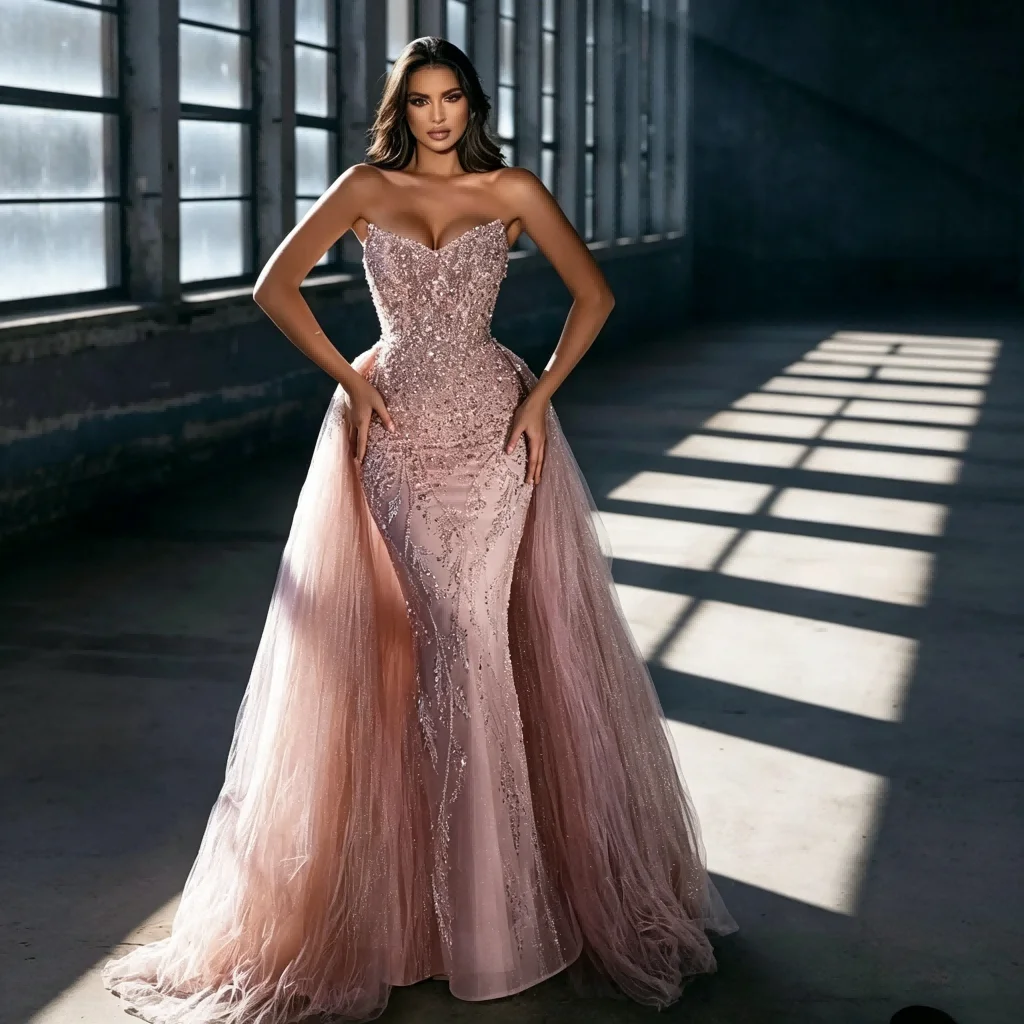 Rose Gold Evening Prom Dresses Sequins Beaded Sexy Detachable Trailing Lace Plus Size Formal Party Engagement Gowns Customized
Rose Gold Evening Prom Dresses Sequins Beaded Sexy Detachable Trailing Lace Plus Size Formal Party Engagement Gowns Customized