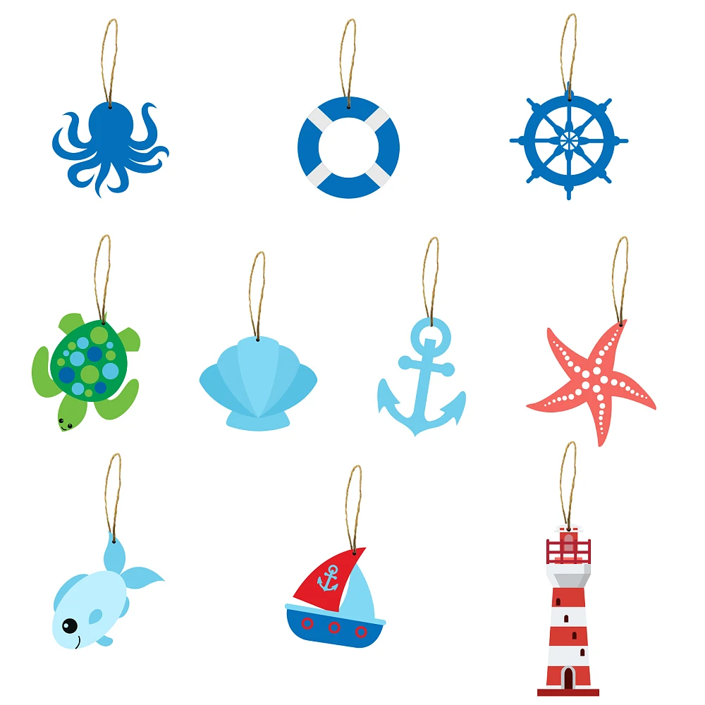Ocean Theme MDF Wood Home Decorations Hanging Ornament with Hemp Cord Mixed Patterns 80~100x80x2mm 40pcs/set
Ocean Theme MDF Wood Home Decorations Hanging Ornament with Hemp Cord Mixed Patterns 80~100x80x2mm 40pcs/set