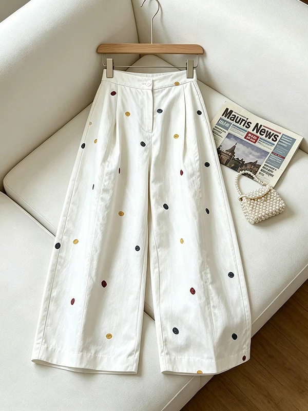 Rainbow Candy Embroidered Loose Fit Nine Point Pants Thin Summer Casual Fashionable White Ladies High Waist Wide Leg Trousers
Rainbow Candy Embroidered Loose Fit Nine Point Pants Thin Summer Casual Fashionable White Ladies High Waist Wide Leg Trousers
