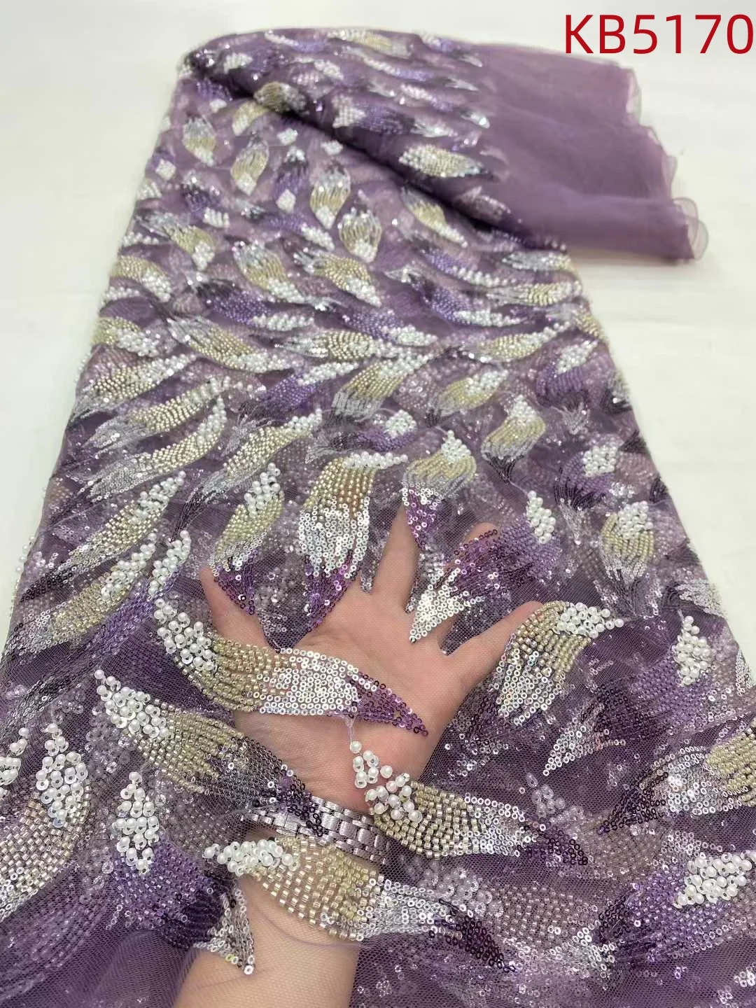 Gold Dubai Embroidery Fabric With Sequence African Fabric Lace High Quality 2025 Purple Lilac Beaded Fabric For Sewing KB5170
Gold Dubai Embroidery Fabric With Sequence African Fabric Lace High Quality 2025 Purple Lilac Beaded Fabric For Sewing KB5170