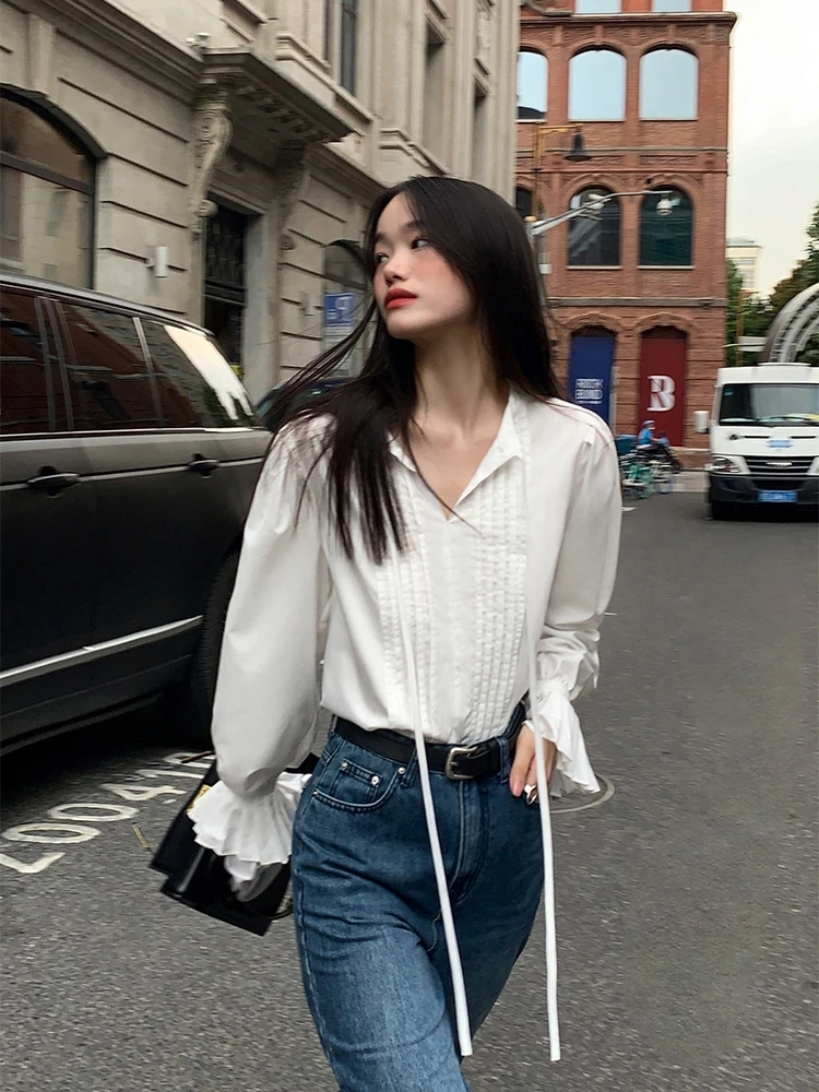 Ele V-Ne White irt Женская модная блузка Svel с поясом, пышными волокнами, полиэфирное волокно, приятная для кожи, дышащая
Ele V-Ne White irt Женская модная блузка Svel с поясом, пышными волокнами, полиэфирное волокно, приятная для кожи, дышащая