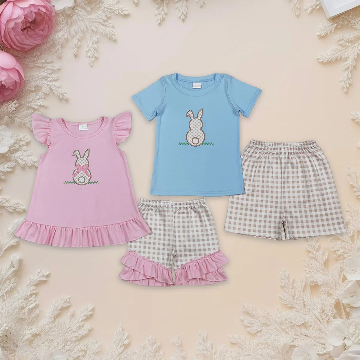Hot Sale Baby Kids Embroidery Rabbits Top Checked Shorts Boy Girl Easter Clothes Sets Sibling Match Children Clothing Wholesale
Hot Sale Baby Kids Embroidery Rabbits Top Checked Shorts Boy Girl Easter Clothes Sets Sibling Match Children Clothing Wholesale
