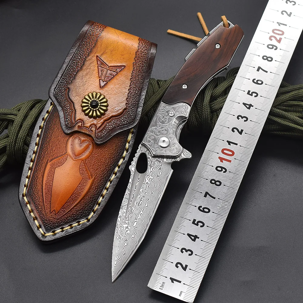 Damascus Steel Rosewood steel Handle Ball Bearing Knife Survival Outdoor Knife Leather Sheath Collect
Damascus Steel Rosewood steel Handle Ball Bearing Knife Survival Outdoor Knife Leather Sheath Collect