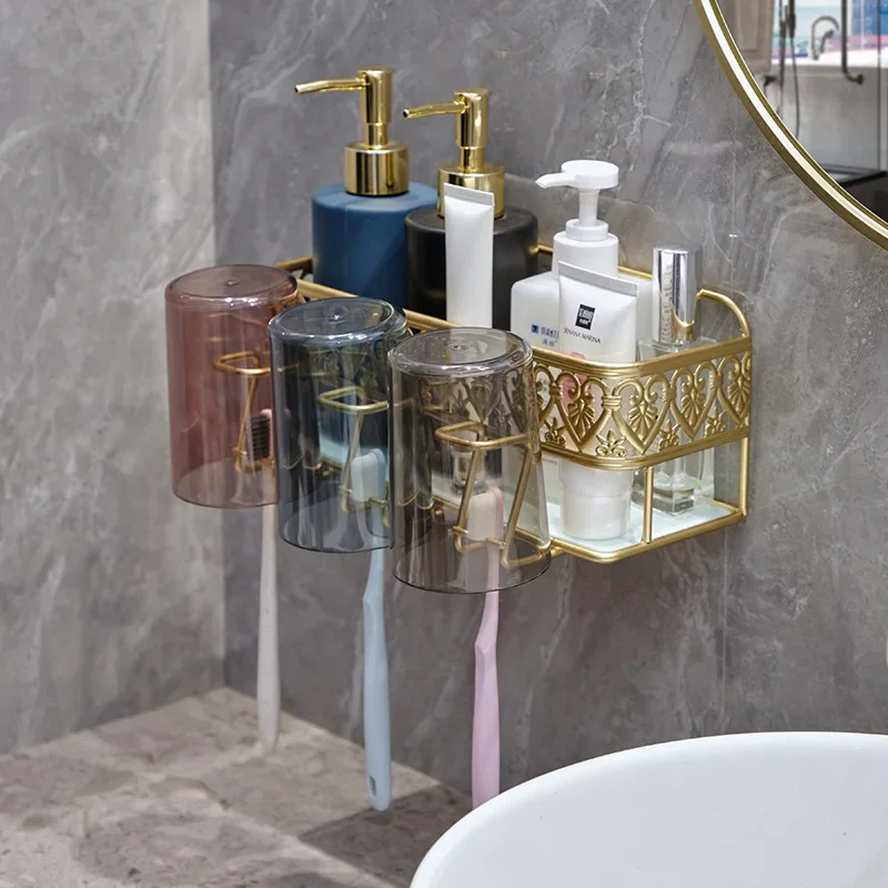 Gold storage rack no punching toothbrush storage rack mouthwash cup brush cup wall mounted bathroom storage rack wall shelf
Gold storage rack no punching toothbrush storage rack mouthwash cup brush cup wall mounted bathroom storage rack wall shelf