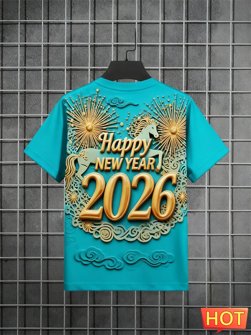 Happy New Year 2026 Letters Horse Pattern T Shirt Fashion Trendy Men Women Short Sleeve 3D Printed T-shirt Casual Oversized Tees
Happy New Year 2026 Letters Horse Pattern T Shirt Fashion Trendy Men Women Short Sleeve 3D Printed T-shirt Casual Oversized Tees