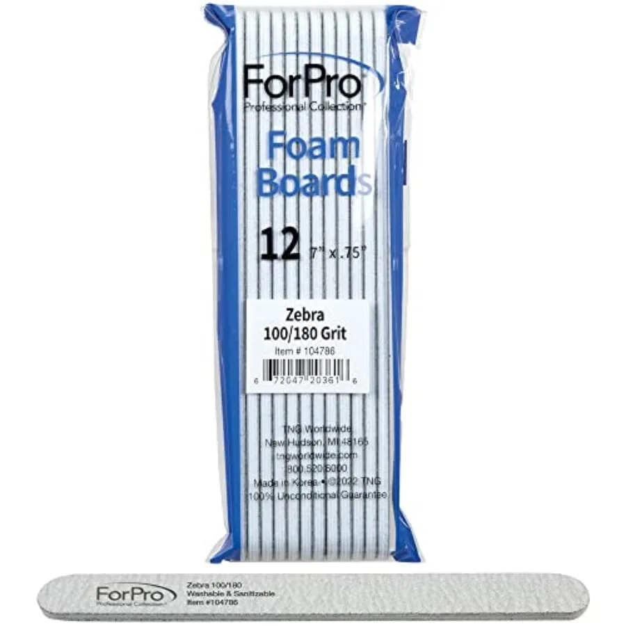 ForPro Professional Collection Nail Foam Boards, Zebra, 00/80 Grit, Double-Sided Manicure and Pedicure Nail Files, 7" L x.75" W
ForPro Professional Collection Nail Foam Boards, Zebra, 00/80 Grit, Double-Sided Manicure and Pedicure Nail Files, 7" L x.75" W