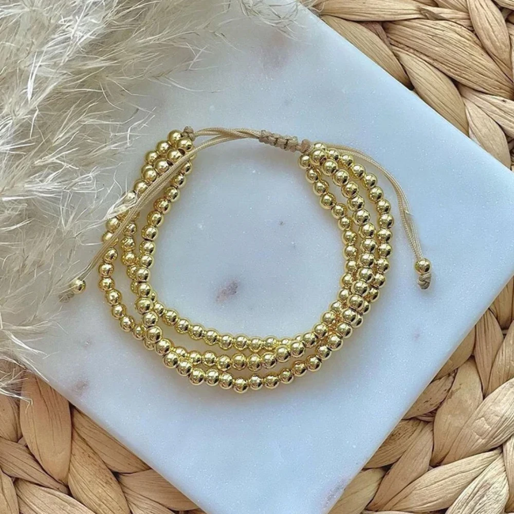 Multilayer Chains Ball Beaded Charm Bracelets Gold Plated Beads Bracelet for Women Men Fashion Accessories Handmade Pulsera Gift
Multilayer Chains Ball Beaded Charm Bracelets Gold Plated Beads Bracelet for Women Men Fashion Accessories Handmade Pulsera Gift