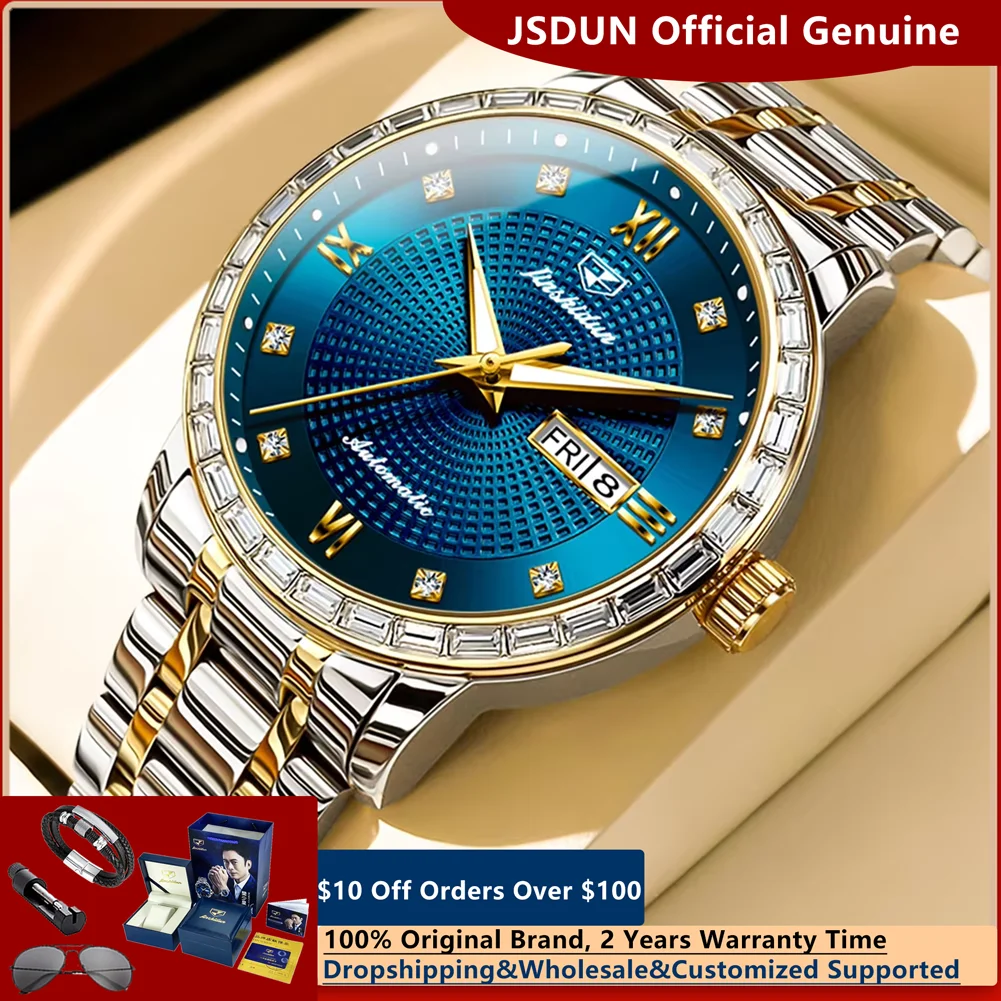 JSDUN 8959, автоматические механические часы с квадратными бриллиантами для мужчин, водонепроницаемые, с двойным календарем, роскошные деловые наручные часы из нержавеющей стали
JSDUN 8959, автоматические механические часы с квадратными бриллиантами для мужчин, водонепроницаемые, с двойным календарем, роскошные деловые наручные часы из нержавеющей стали