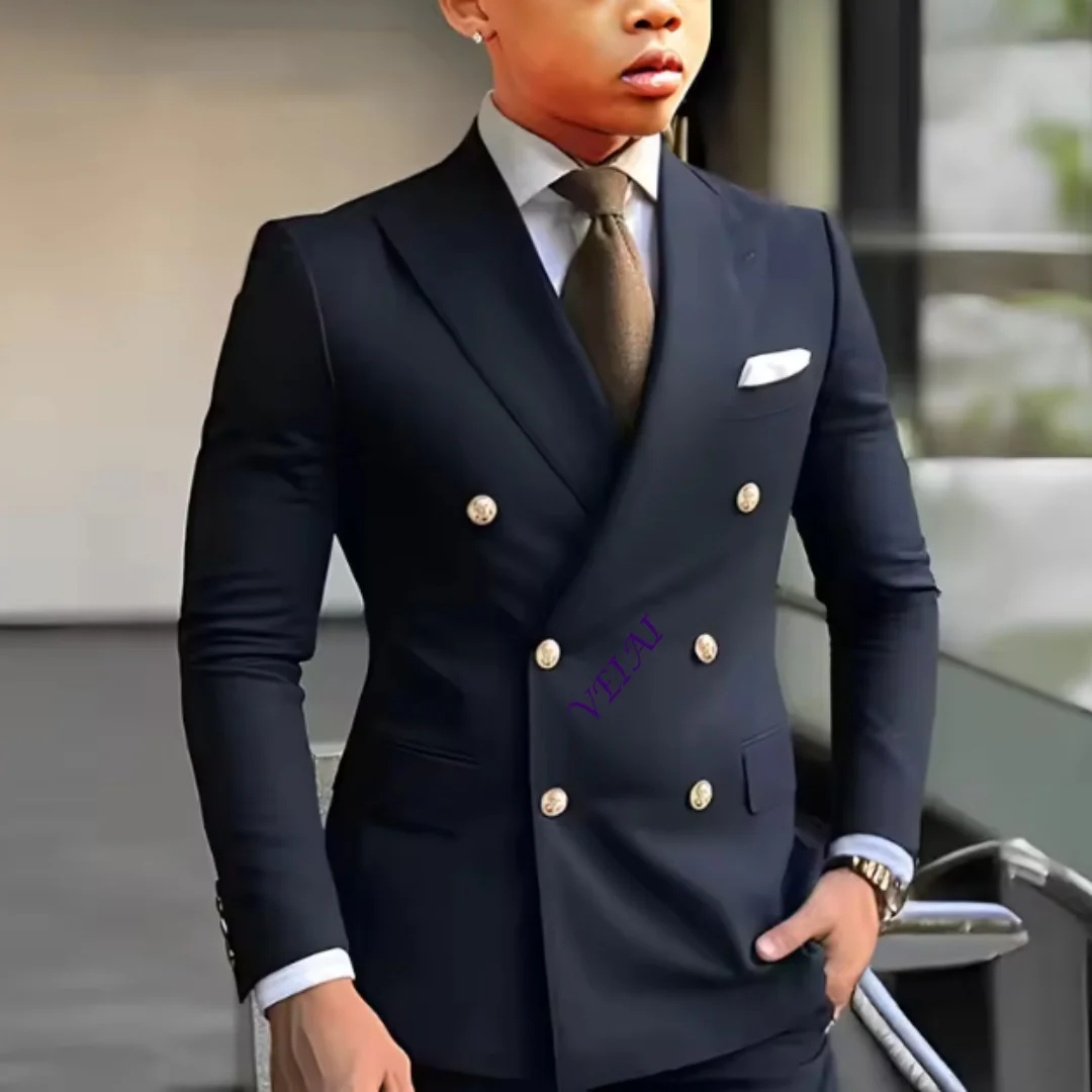 High-end Navy Blue Solid Boy Suits Elegant Peak Lapel Double Breasted Two Piece Fashion Business Casual Wedding Party Tuxedo
High-end Navy Blue Solid Boy Suits Elegant Peak Lapel Double Breasted Two Piece Fashion Business Casual Wedding Party Tuxedo
