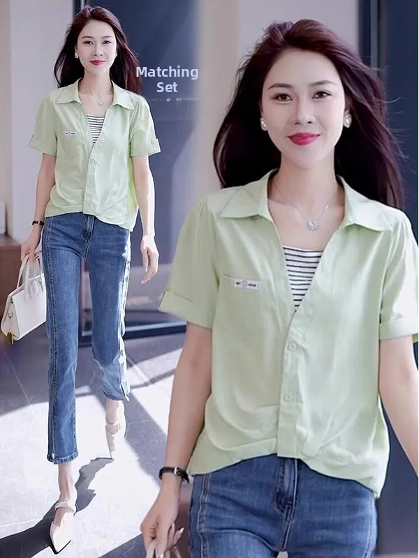 Elegant Women's Summer Fashion Shirt Loose Fit Short Sleeve Slimming High-End Feeling Korean Style Commute Wind Short Sleeve
Elegant Women's Summer Fashion Shirt Loose Fit Short Sleeve Slimming High-End Feeling Korean Style Commute Wind Short Sleeve