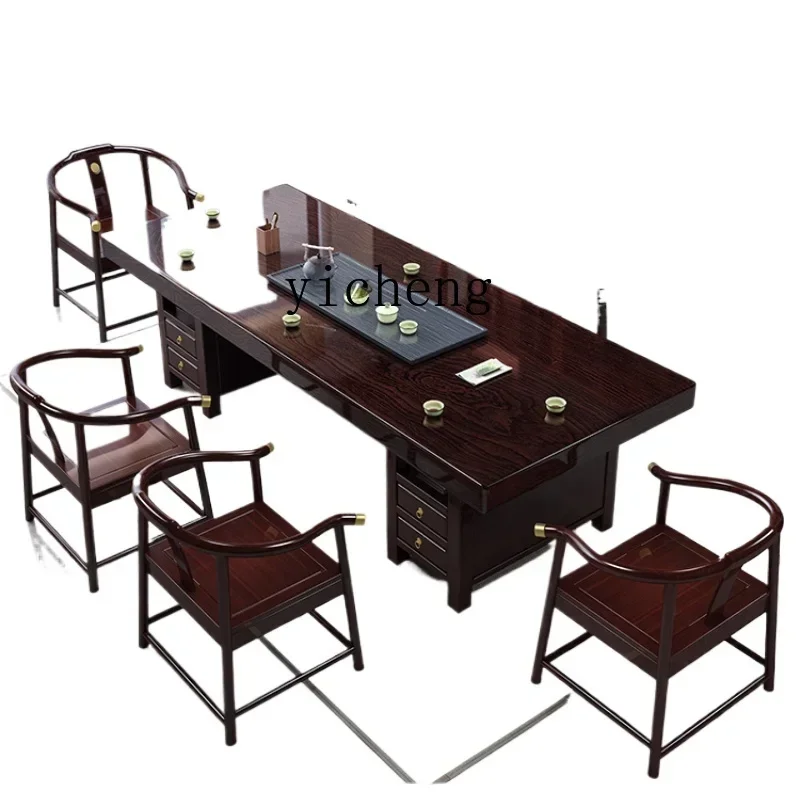 H solid wood large board tea table and chair combination one table and five chairs modern simple office home tea table
H solid wood large board tea table and chair combination one table and five chairs modern simple office home tea table