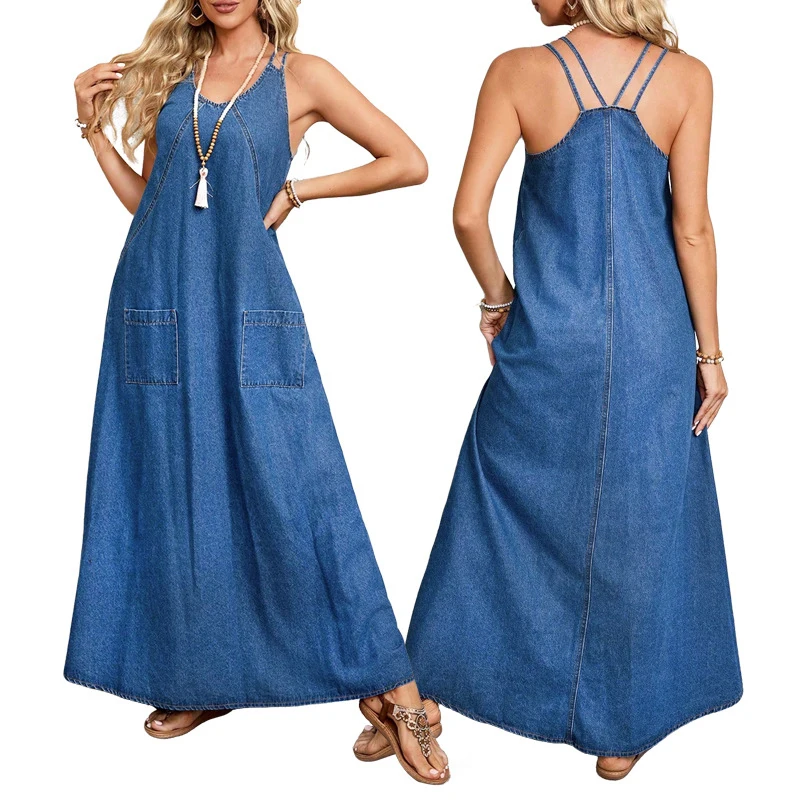 Summer 2026 Women's Fashion Denim Strap Dress Casual Vintage Blue Jeans Skirt Dress for Ladies
Summer 2026 Women's Fashion Denim Strap Dress Casual Vintage Blue Jeans Skirt Dress for Ladies