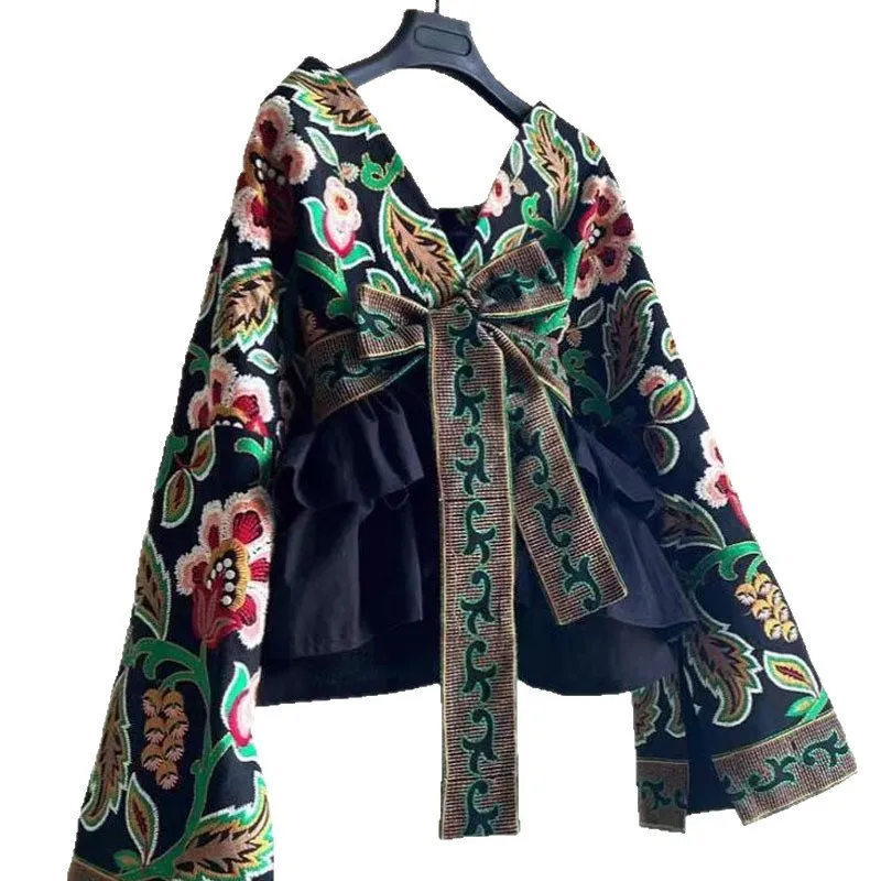 Women's Vintage Floral Cardigan, Ethnic Style Green Print Open Front Coat
Women's Vintage Floral Cardigan, Ethnic Style Green Print Open Front Coat