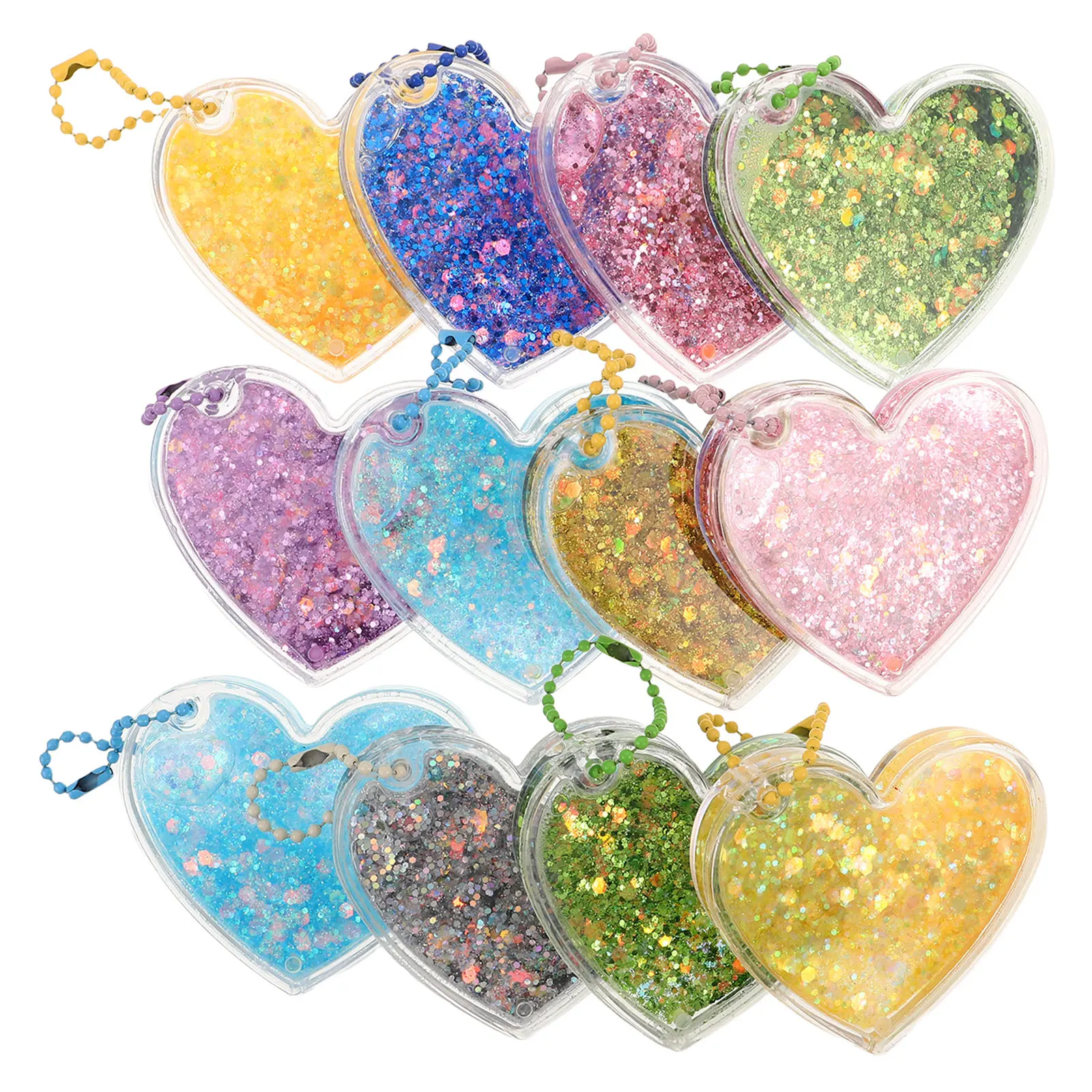 12Pcs Flowing Sand Heart Pendant Charms Set Creative Liquid Sand Movement Design Heart Shaped Hanging Ornament for DIY Jewelry
12Pcs Flowing Sand Heart Pendant Charms Set Creative Liquid Sand Movement Design Heart Shaped Hanging Ornament for DIY Jewelry