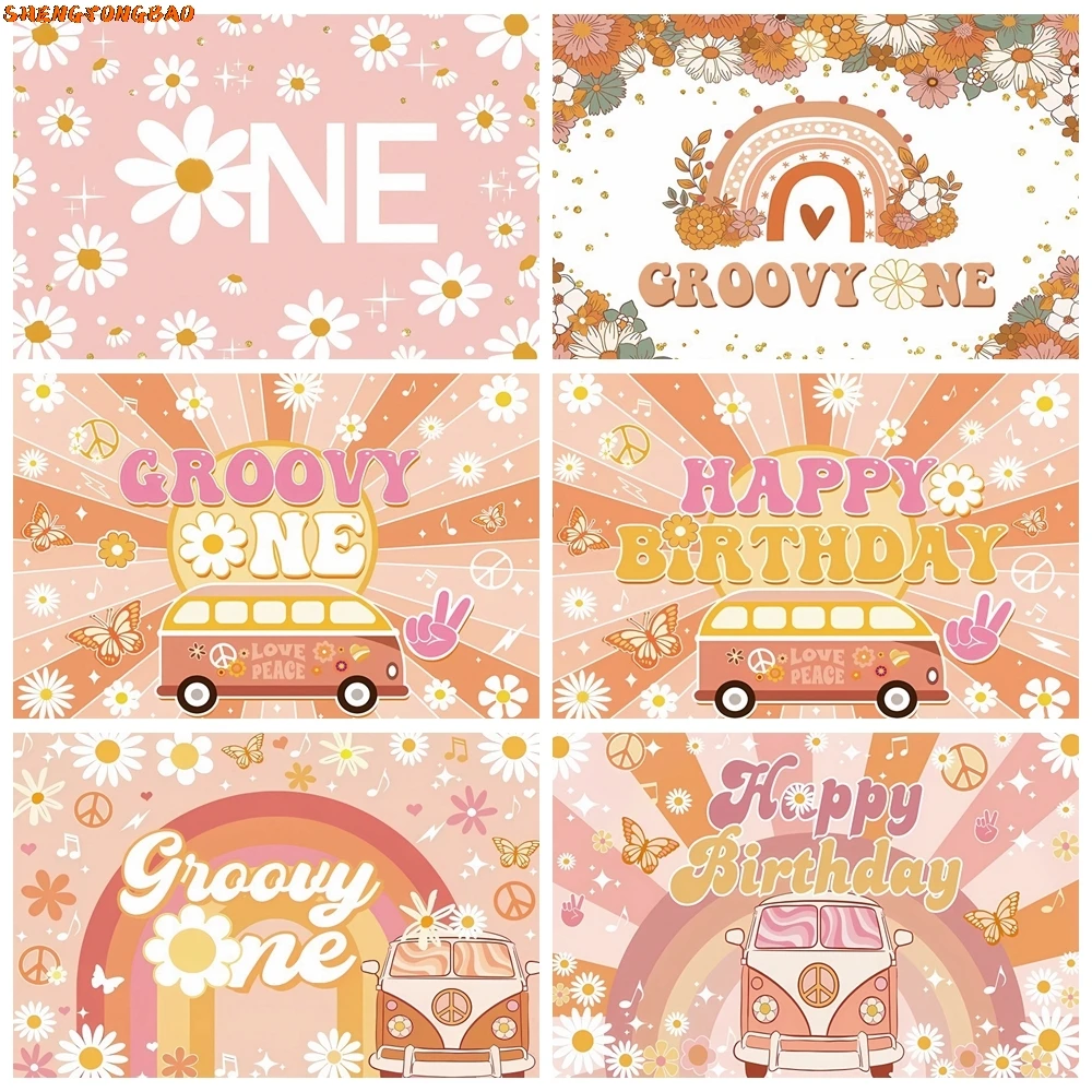 Groovy 1st Birthday Newborn Photography Backdrops Boho Style Rainbow Daisy Peace Love Party Decor Cake Smash Photo Background
Groovy 1st Birthday Newborn Photography Backdrops Boho Style Rainbow Daisy Peace Love Party Decor Cake Smash Photo Background