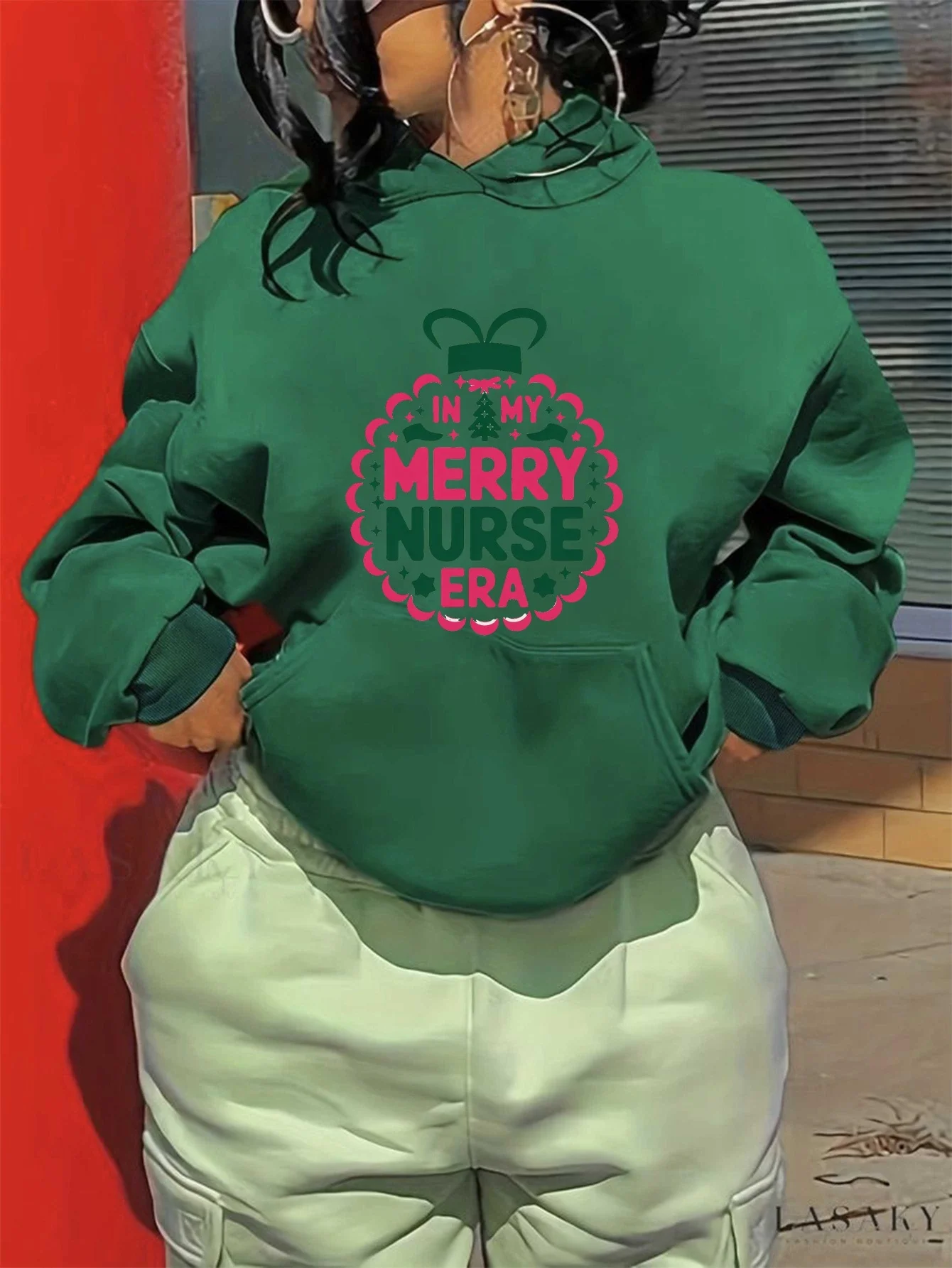 Women's Plus Size Christmas Nurse Hoodie - Merry Nurse Era Graphic Pullover Sweatshirt with Heart & Candy Canes, Cozy Winter
Women's Plus Size Christmas Nurse Hoodie - Merry Nurse Era Graphic Pullover Sweatshirt with Heart & Candy Canes, Cozy Winter