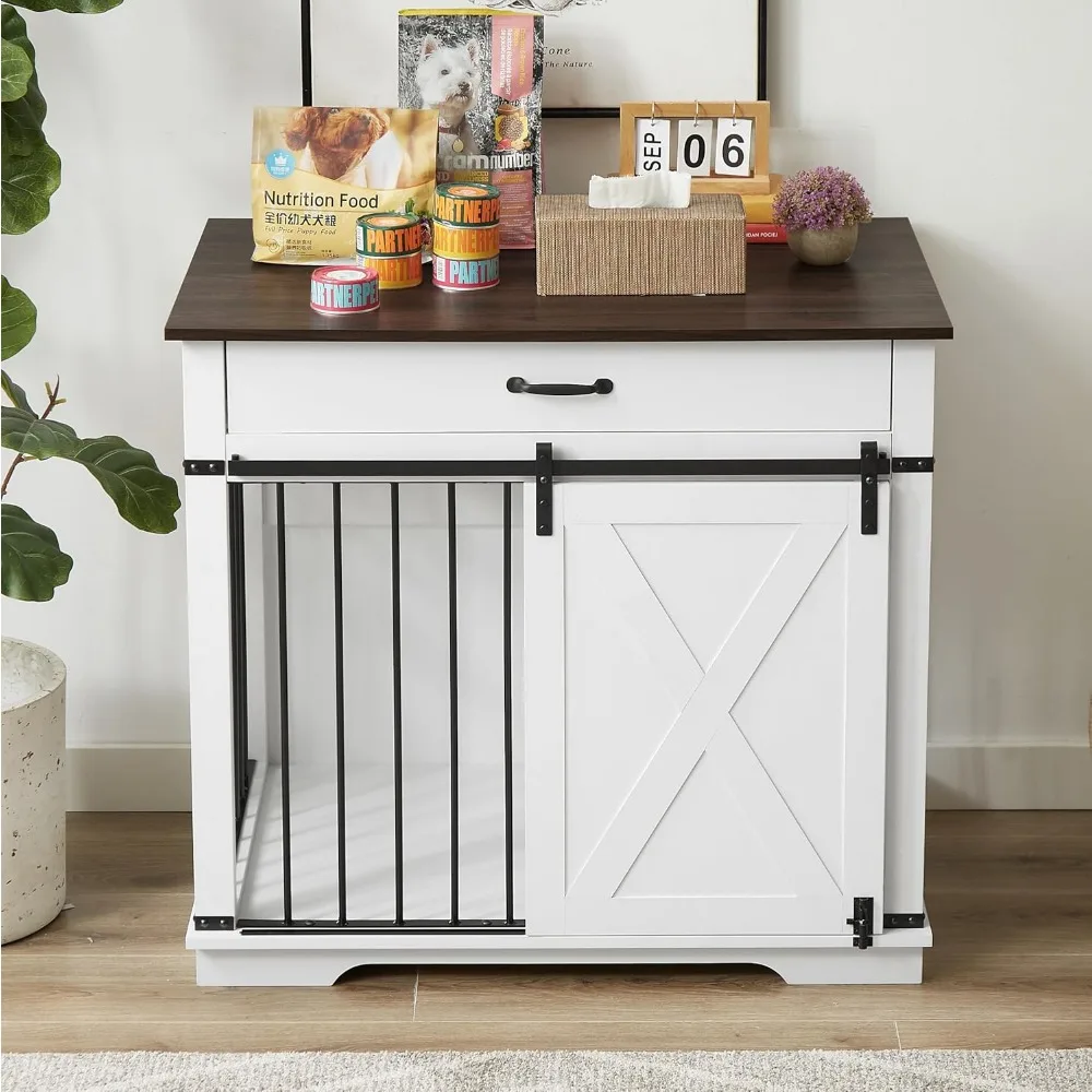 LZUUOB 37.8'' Dog Crate Furniture with Storage Drawer, Decorative Wooden Dog Kennel with Sliding Barn Door, Indoor Water Resista
LZUUOB 37.8'' Dog Crate Furniture with Storage Drawer, Decorative Wooden Dog Kennel with Sliding Barn Door, Indoor Water Resista