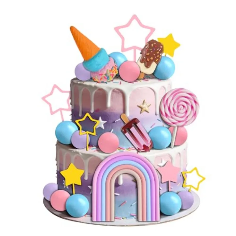 Candy Cake Topper Ice Cream Cake Topper, Rainbow, Lollipop, and Star Decorations for Birthday Party pink
Candy Cake Topper Ice Cream Cake Topper, Rainbow, Lollipop, and Star Decorations for Birthday Party pink