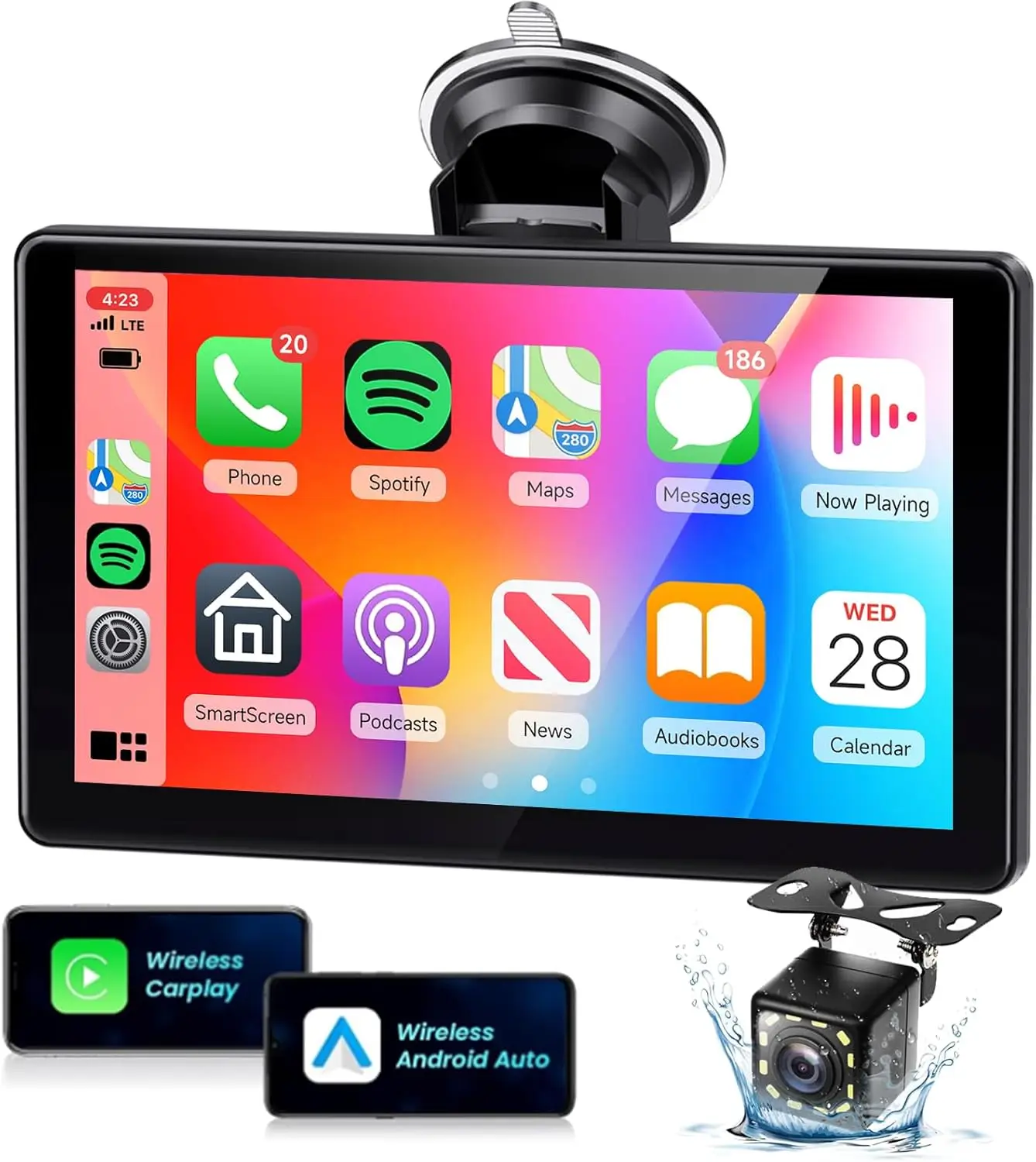 7' 1080P Wireless CarPlay Screen with Android Auto, Bluetooth, MirrorLink, AirPlay, Android Cast, EQ Audio, AUX, SD Card – for C
7' 1080P Wireless CarPlay Screen with Android Auto, Bluetooth, MirrorLink, AirPlay, Android Cast, EQ Audio, AUX, SD Card – for C