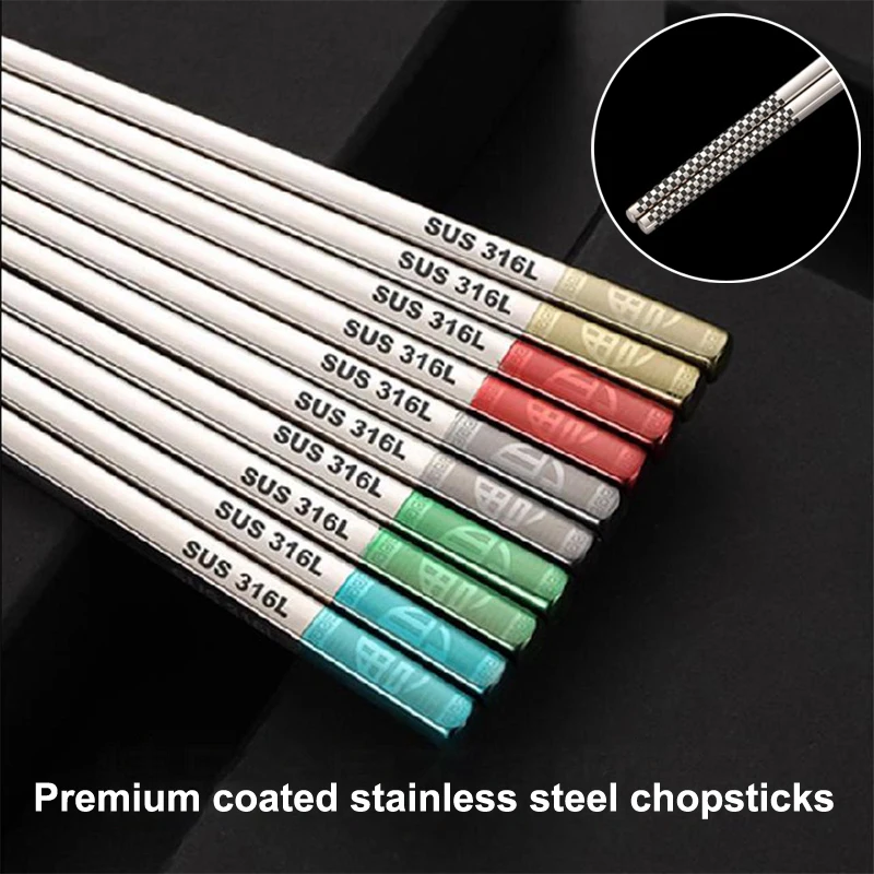 1 Pair Chinese Chopsticks 304/316Stainless Steel Non-slip Sushi Chopstick Korean Japanese Food Metal Sticks Kitchen Tableware
1 Pair Chinese Chopsticks 304/316Stainless Steel Non-slip Sushi Chopstick Korean Japanese Food Metal Sticks Kitchen Tableware