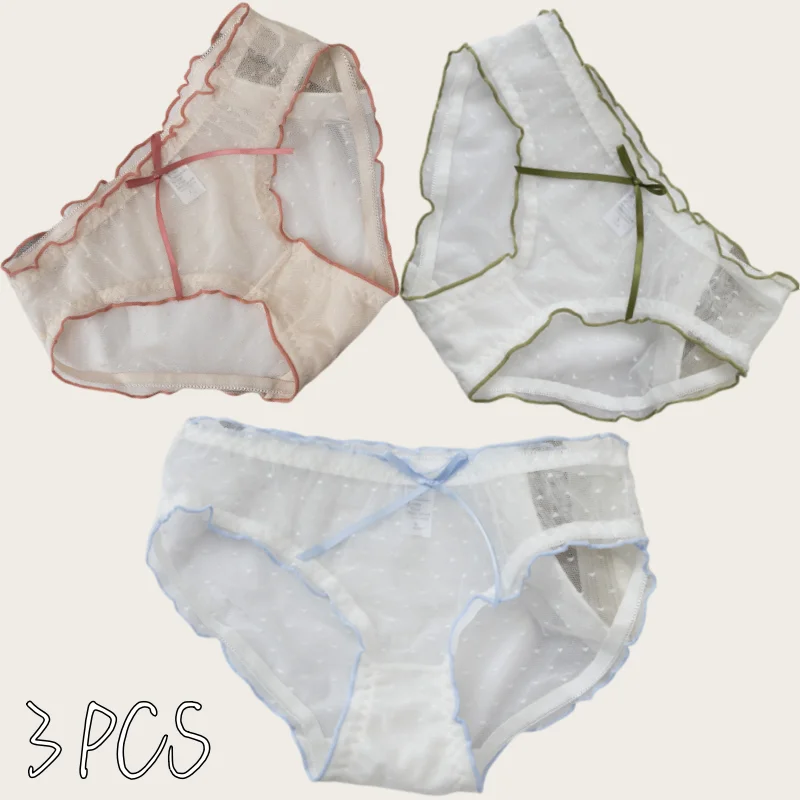 3 PCS Women Panties Mesh Mid-waist Lace Cotton Crotch Hip Lift Girl Briefs Fluttering Ribbon Underwear Sexy Transparent Lingerie
3 PCS Women Panties Mesh Mid-waist Lace Cotton Crotch Hip Lift Girl Briefs Fluttering Ribbon Underwear Sexy Transparent Lingerie