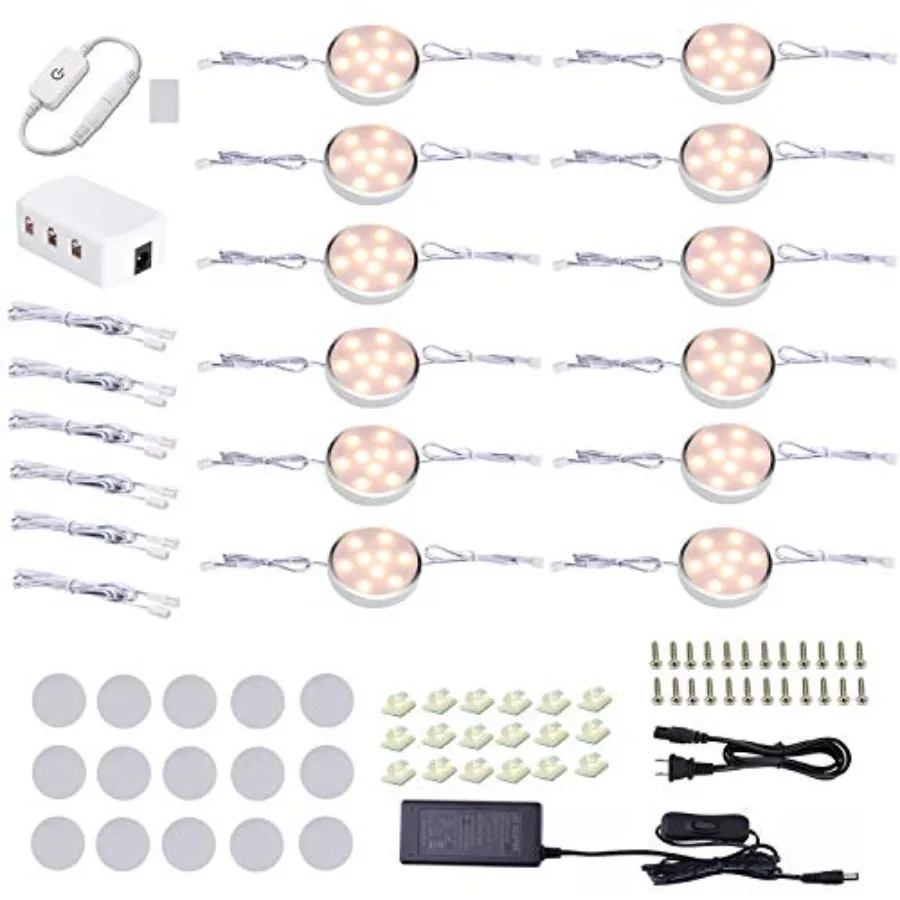 Puck Lights Under Cabinet Lighting, 12V LED Dimmable Kitchen Counter Lights Wired, Perfect for Closet Shelf Cupboard Book Case
Puck Lights Under Cabinet Lighting, 12V LED Dimmable Kitchen Counter Lights Wired, Perfect for Closet Shelf Cupboard Book Case