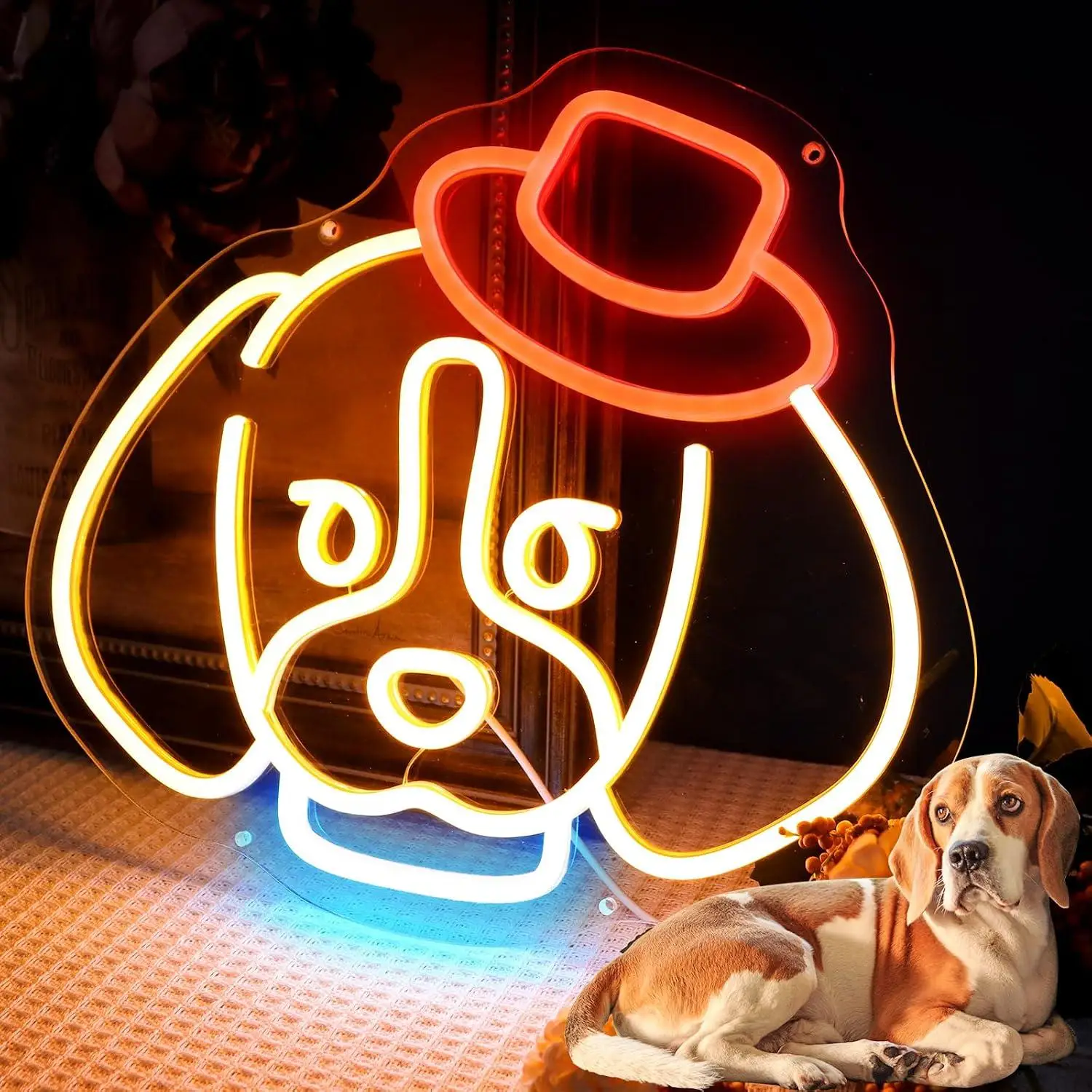 Cartoon Beagle Head Neon Sign LED Hanging Lamp For Indoor Wall Decoration Bedroom Playroom Pet Store Party Scene Layout Gifts
Cartoon Beagle Head Neon Sign LED Hanging Lamp For Indoor Wall Decoration Bedroom Playroom Pet Store Party Scene Layout Gifts