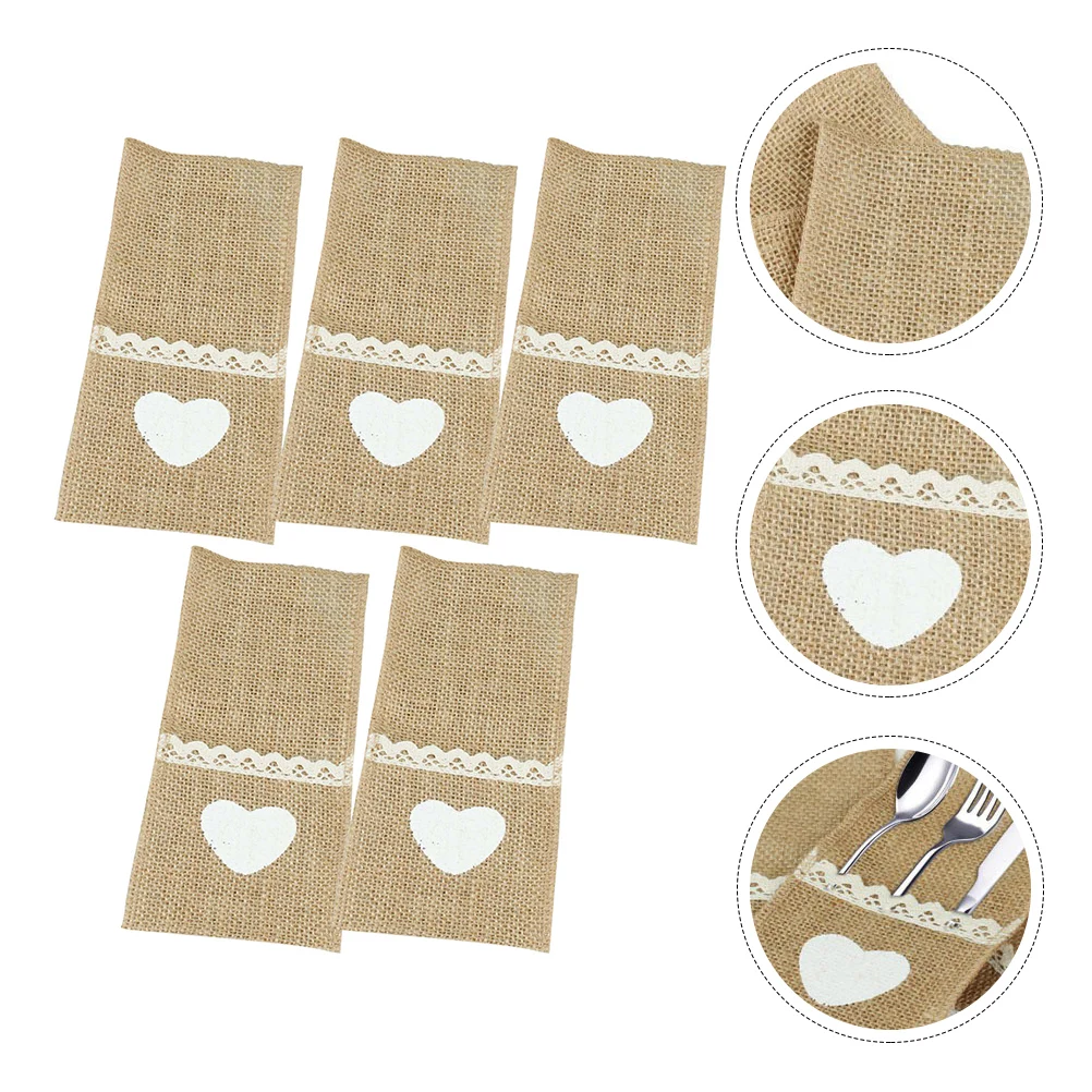 5Pcs Burlap Cutlery Bag Linen Serving Utensils Dining Table Fork Decorative Lace Jute Tableware Cover Rustic Home Storage
5Pcs Burlap Cutlery Bag Linen Serving Utensils Dining Table Fork Decorative Lace Jute Tableware Cover Rustic Home Storage