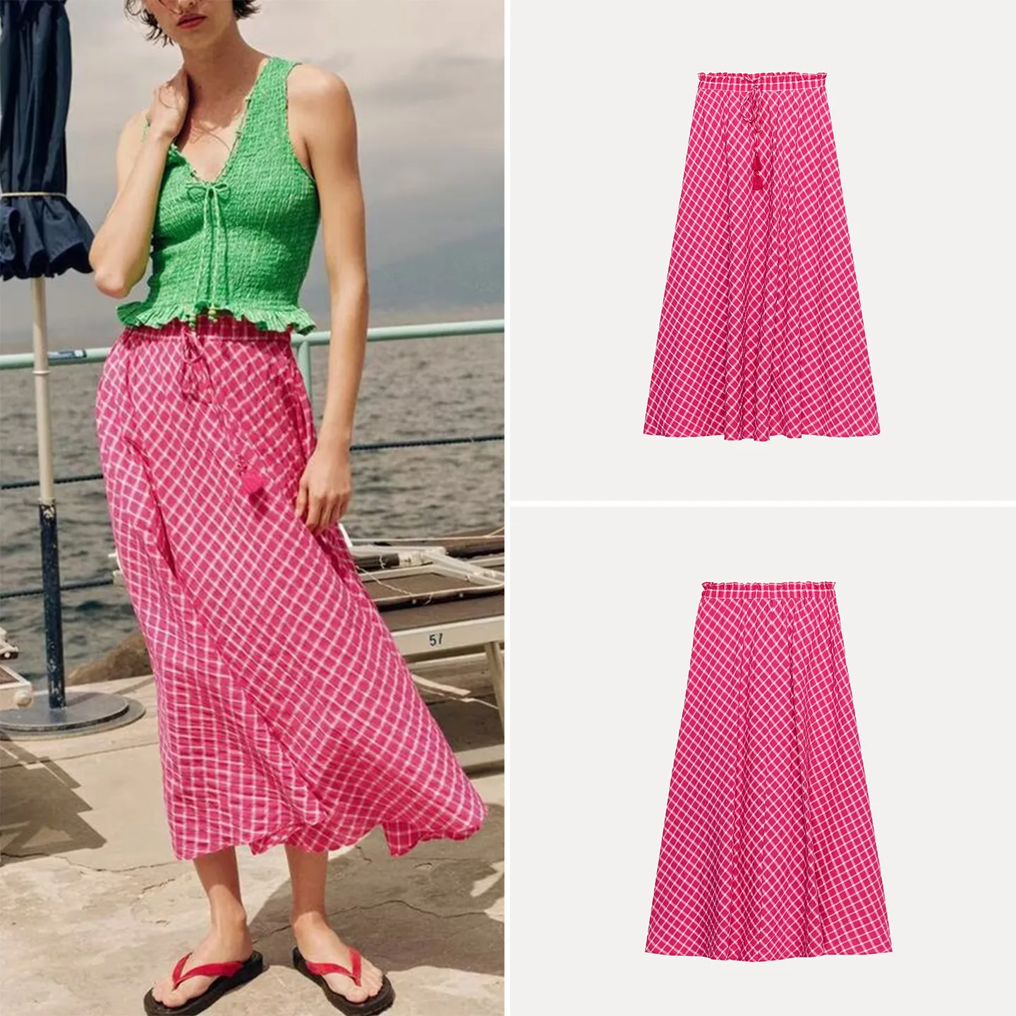 Elastic Waist Plaid A-Line Skirt Women's Summer Fashion Belted Half-length Skirts Standard Fit ZADATA Brand New 2026
Elastic Waist Plaid A-Line Skirt Women's Summer Fashion Belted Half-length Skirts Standard Fit ZADATA Brand New 2026