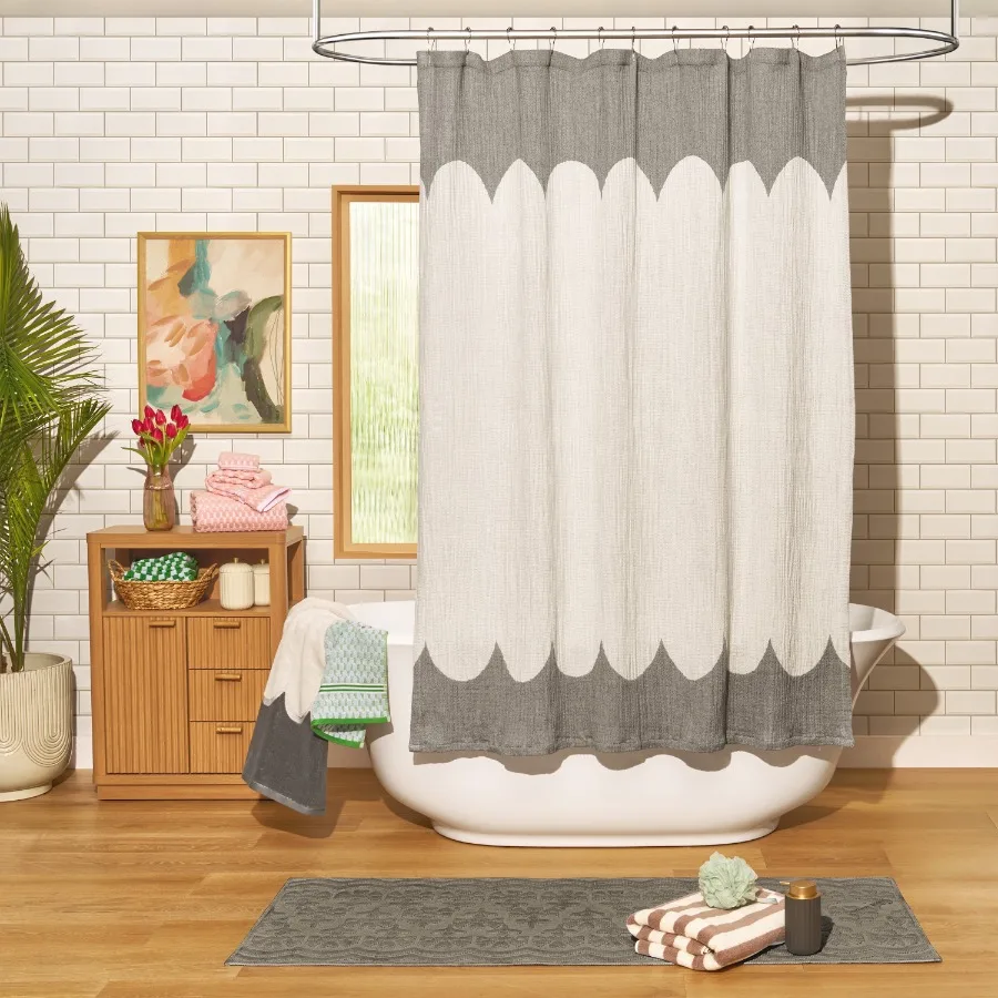 Charcoal Grey Scallop Gauze Shower Curtain by Drew Barrymore Cotton 72" x 72"
Charcoal Grey Scallop Gauze Shower Curtain by Drew Barrymore Cotton 72" x 72"