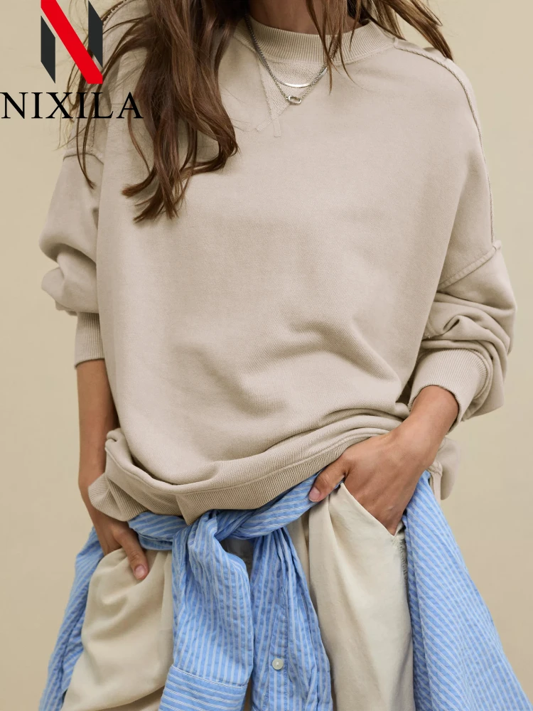 New in Spring Autumn Knit Oversized Hoodies Round Neck Retro Sweatshirt Long Sleeves Tops Loose T-shirt Women's Elegant Clothes
New in Spring Autumn Knit Oversized Hoodies Round Neck Retro Sweatshirt Long Sleeves Tops Loose T-shirt Women's Elegant Clothes