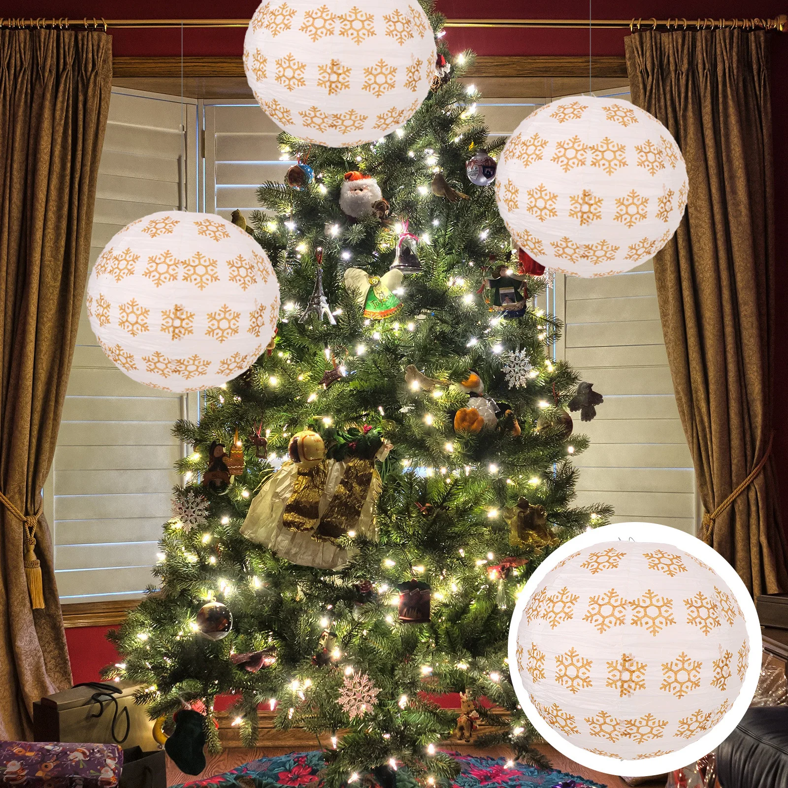 Christmas Paper Lantern Snowflake Pattern Hanging Festival Lantern Decoration Xmas Party Decor Round Lanterns Indoor Outdoor Use
Christmas Paper Lantern Snowflake Pattern Hanging Festival Lantern Decoration Xmas Party Decor Round Lanterns Indoor Outdoor Use