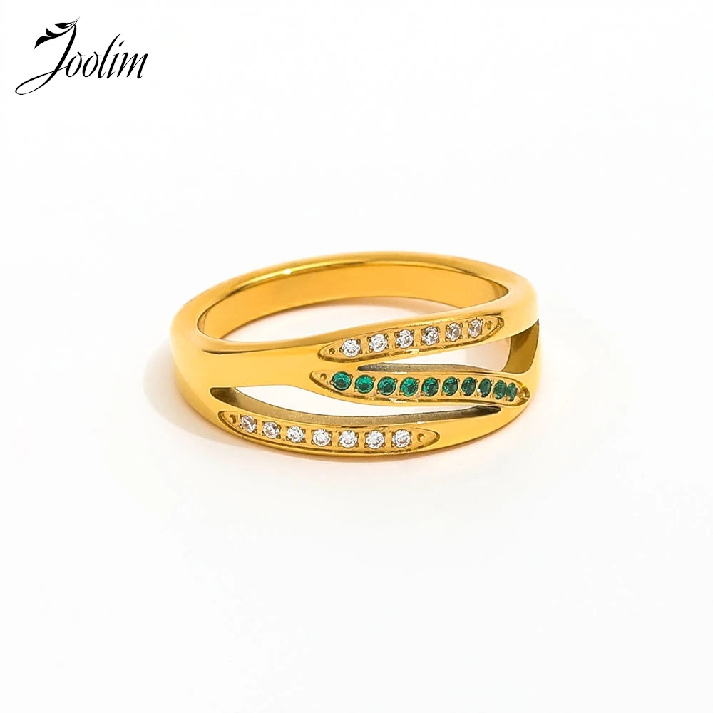 Joolim Jewelry Wholesale High End PVD Vintage Fashion Hollow Lines Green&Clear Zirconia Stitching Stainless Steel Ring For Women
Joolim Jewelry Wholesale High End PVD Vintage Fashion Hollow Lines Green&Clear Zirconia Stitching Stainless Steel Ring For Women