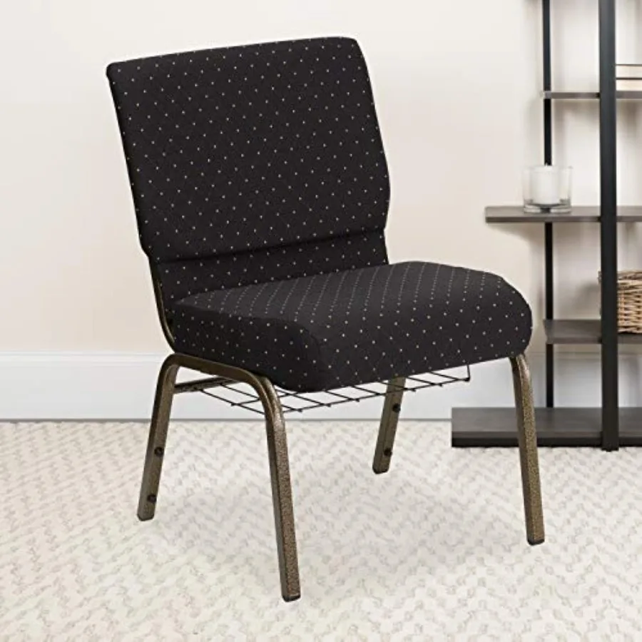 21 W Church Chair Black Patterned Fabric Cup Book Rack with Gold Vein
21 W Church Chair Black Patterned Fabric Cup Book Rack with Gold Vein