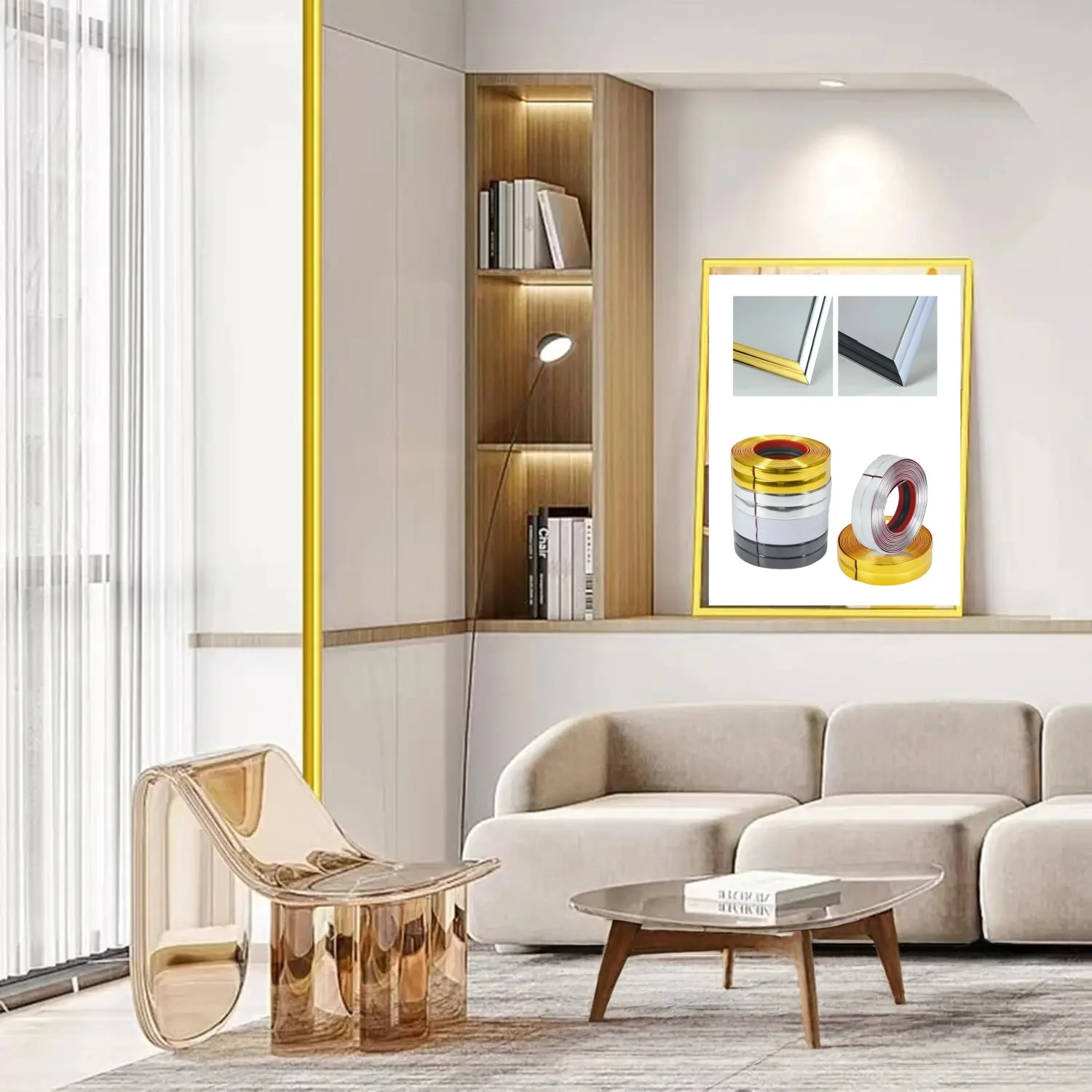 1pc 3M/118.11in PVC Self-adhesive decorative tape gold background wall inner corner Decor Strip Furniture Table Edge
1pc 3M/118.11in PVC Self-adhesive decorative tape gold background wall inner corner Decor Strip Furniture Table Edge