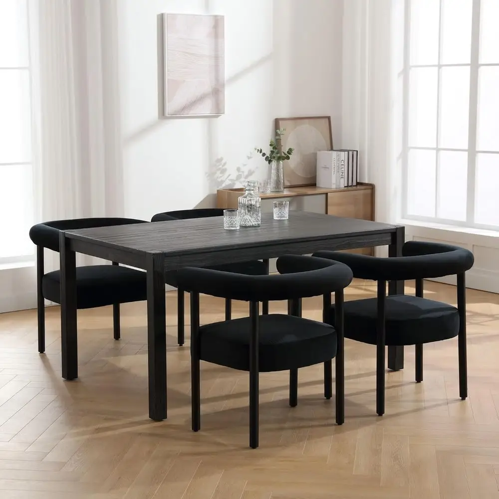 4-Piece Modern Dining Chairs Set: Upholstered Velvet Black Barrel Chairs with Curved Back and Armrests
4-Piece Modern Dining Chairs Set: Upholstered Velvet Black Barrel Chairs with Curved Back and Armrests