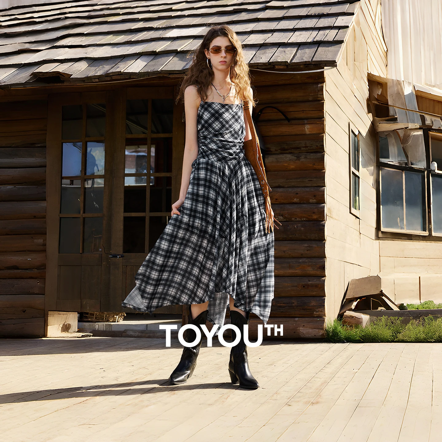 TOYOUTH women's Slip Dress 2026 Spring New Lightweight Mesh Irregular Vintage Plaid Waist Cinched Slimming Midi Dress
TOYOUTH women's Slip Dress 2026 Spring New Lightweight Mesh Irregular Vintage Plaid Waist Cinched Slimming Midi Dress