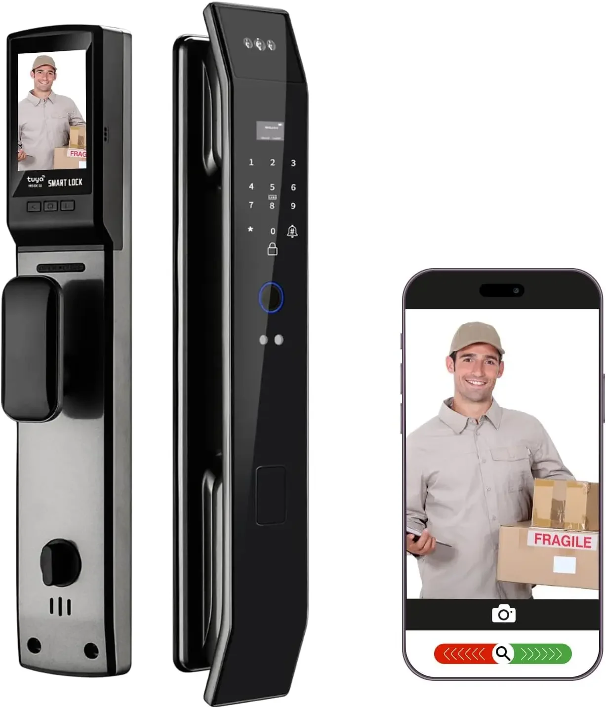 Smart Door Lock with 3D Face Recognition & Camera, Video Doorbell with Intercom, Fingerprint Keyless Entry, Password, IC Card, K
Smart Door Lock with 3D Face Recognition & Camera, Video Doorbell with Intercom, Fingerprint Keyless Entry, Password, IC Card, K