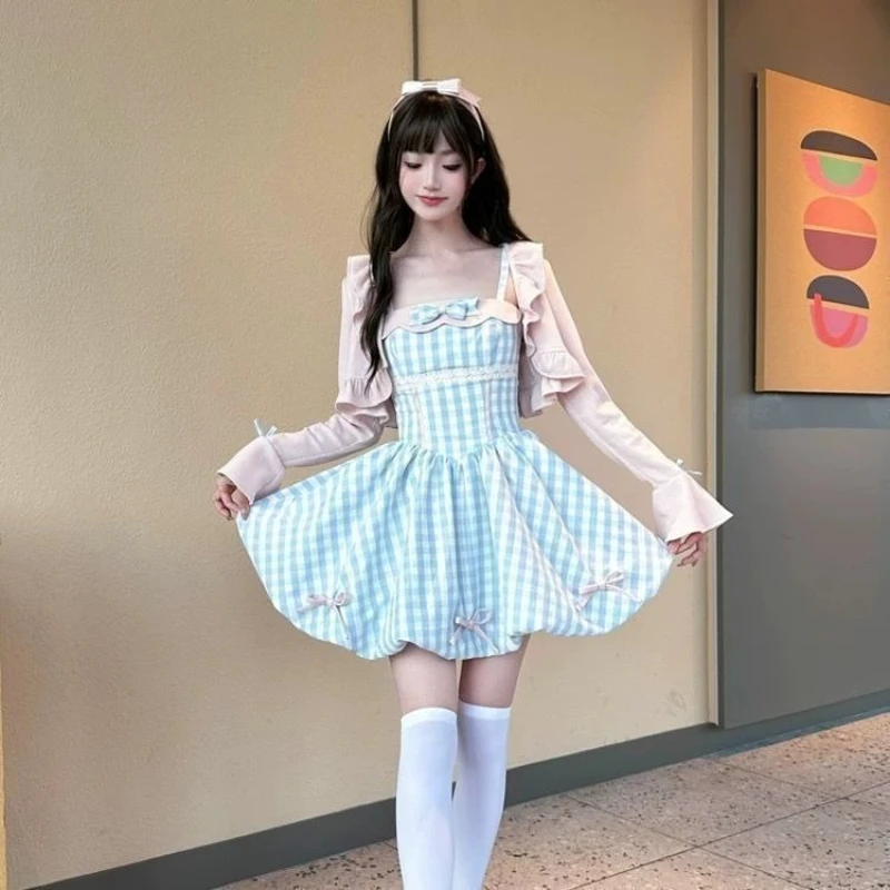 Y2k Japanese Style Kawaii 2 Piece Dress Sets 2000s Sweet Long Sleeve Cardigan + Plaid Strap Skirts Harajuku Vintage Women Suits
Y2k Japanese Style Kawaii 2 Piece Dress Sets 2000s Sweet Long Sleeve Cardigan + Plaid Strap Skirts Harajuku Vintage Women Suits
