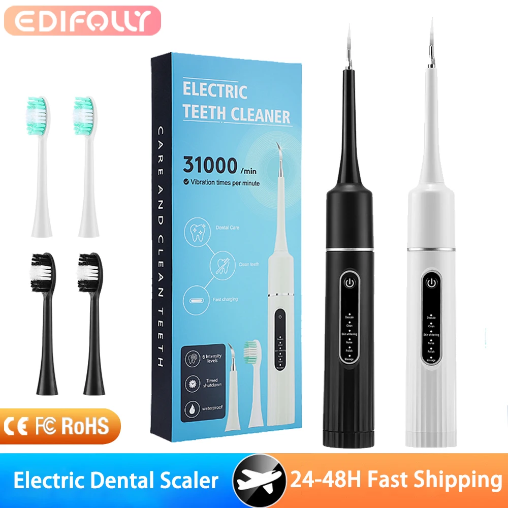 Электрический очиститель зубов, водостойкая зубная щетка, звуковая вибрация, зубной скалер, средство для удаления зубного камня с 5 насадками
Электрический очиститель зубов, водостойкая зубная щетка, звуковая вибрация, зубной скалер, средство для удаления зубного камня с 5 насадками