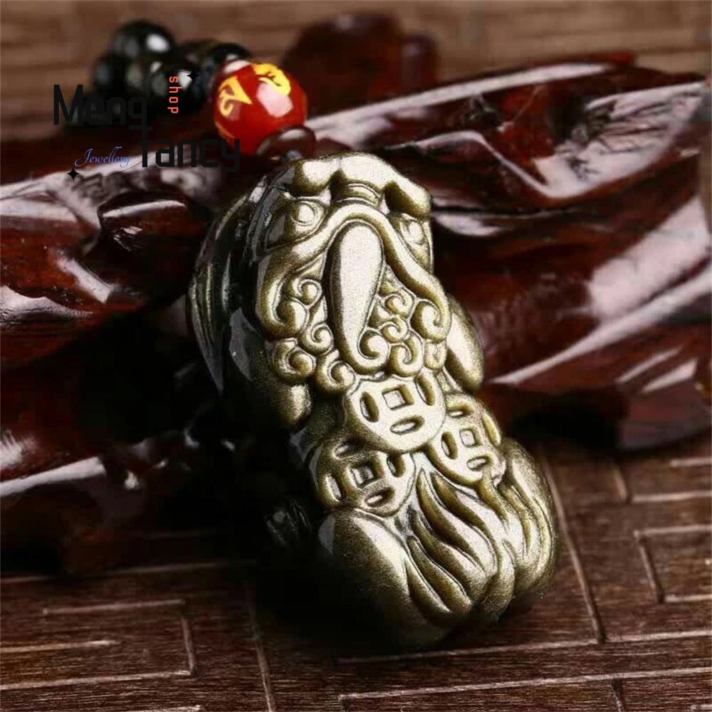 Natural Gold Obsidian Pixiu Pendant Charms Fashion Couple Luxury Women Men Engraver Jewelry Necklace Amulet Mascots Holiday Gift
Natural Gold Obsidian Pixiu Pendant Charms Fashion Couple Luxury Women Men Engraver Jewelry Necklace Amulet Mascots Holiday Gift