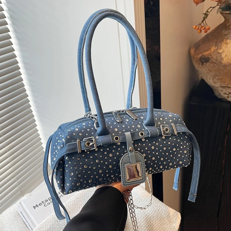 Riveted Handbags for Women 2025 New Fashion Denim Casual Tote Bag Personalized Luxury High Quality Underarm Shoulder Bag Woman
Riveted Handbags for Women 2025 New Fashion Denim Casual Tote Bag Personalized Luxury High Quality Underarm Shoulder Bag Woman