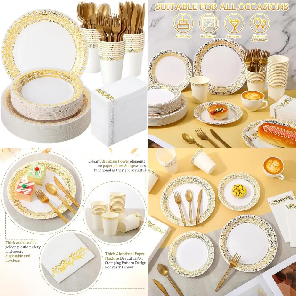 Disposable Dinnerware Set for 100 Guests: 200 Paper Plates, 300 Plastic Utensils, 100 Cups, 100 Napkins - Bulk Party Supplies
Disposable Dinnerware Set for 100 Guests: 200 Paper Plates, 300 Plastic Utensils, 100 Cups, 100 Napkins - Bulk Party Supplies